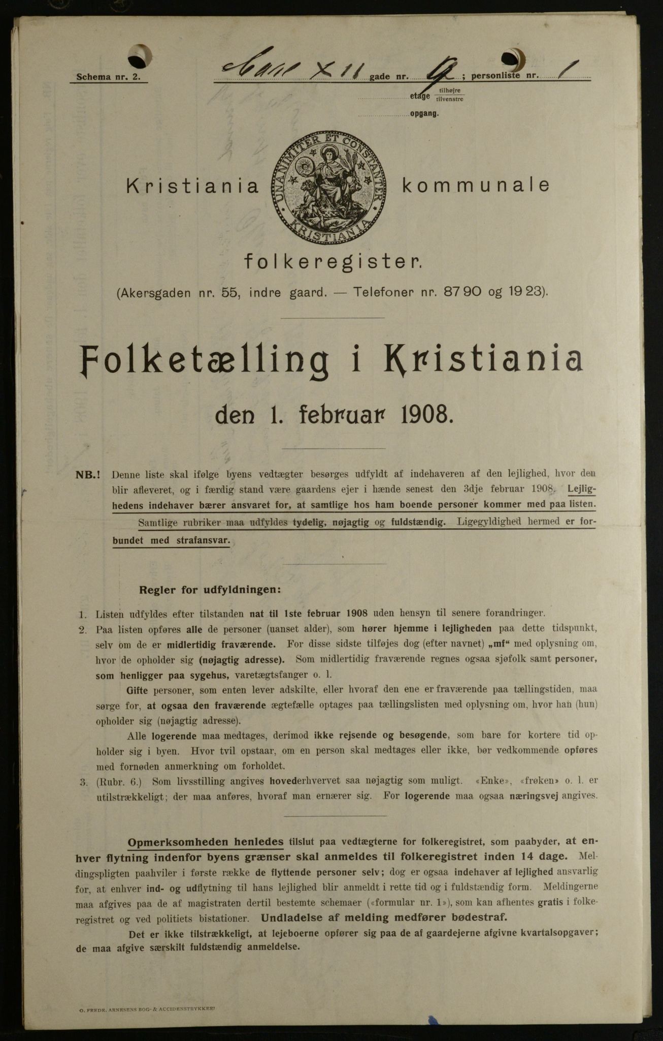 OBA, Kommunal folketelling 1.2.1908 for Kristiania kjøpstad, 1908, s. 43870