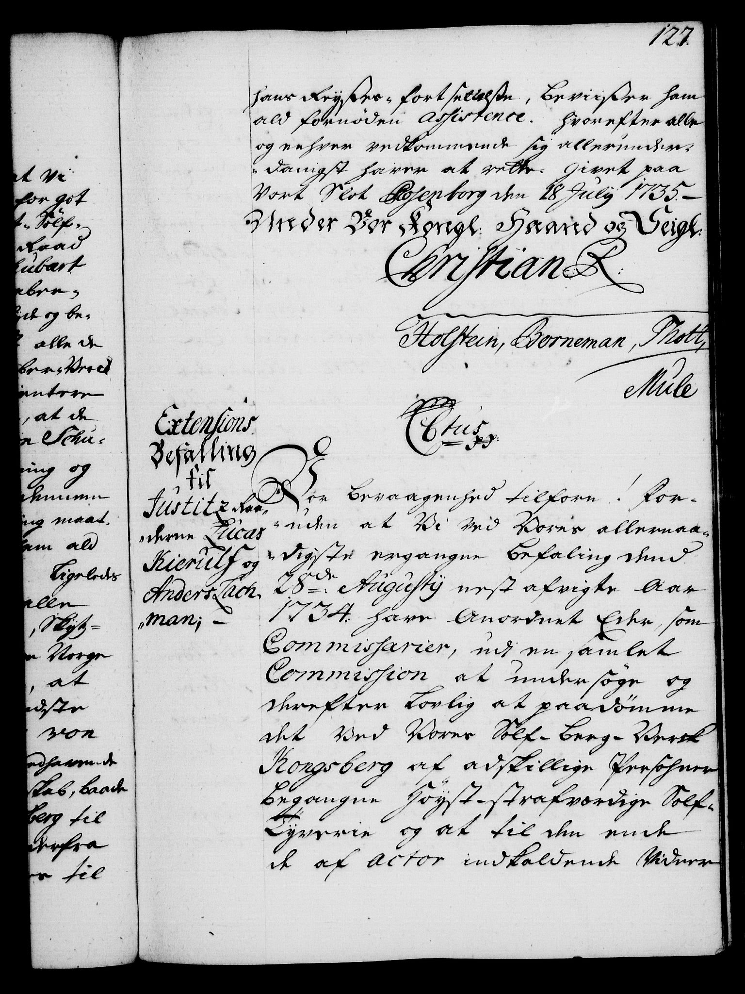 Rentekammeret, Kammerkanselliet, AV/RA-EA-3111/G/Gg/Gga/L0004: Norsk ekspedisjonsprotokoll med register (merket RK 53.4), 1734-1741, s. 127