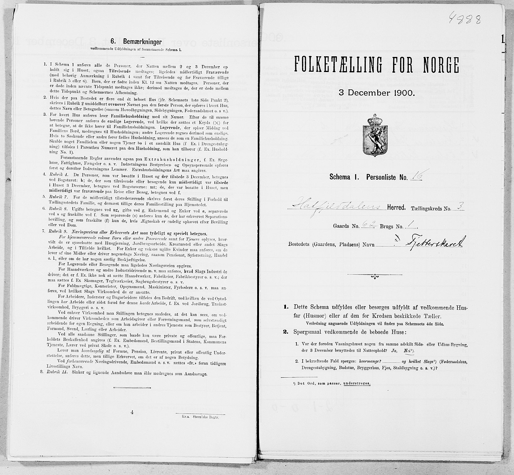 SAT, Folketelling 1900 for 1826 Hattfjelldal herred, 1900, s. 197