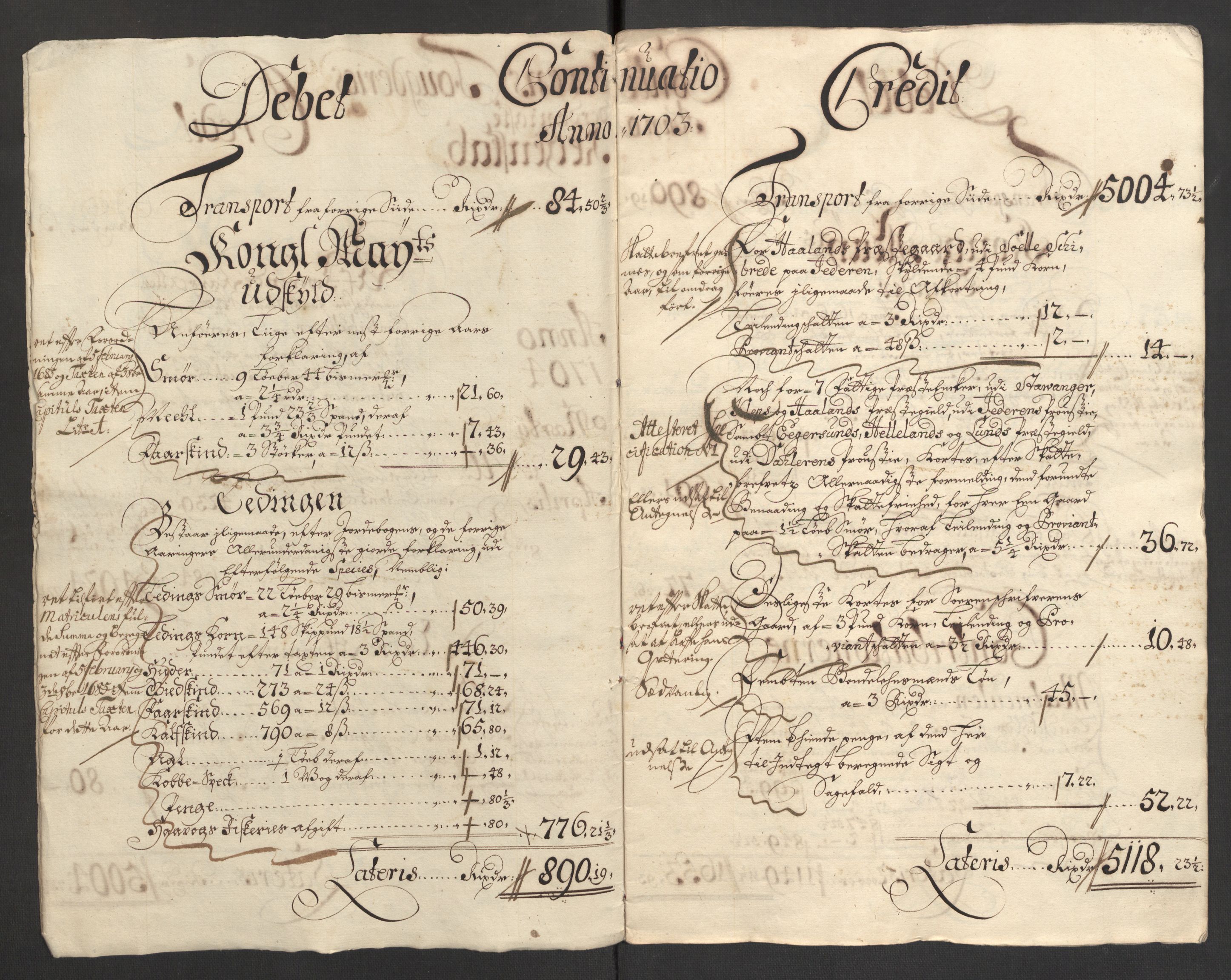 Rentekammeret inntil 1814, Reviderte regnskaper, Fogderegnskap, RA/EA-4092/R46/L2732: Fogderegnskap Jæren og Dalane, 1703-1704, s. 5