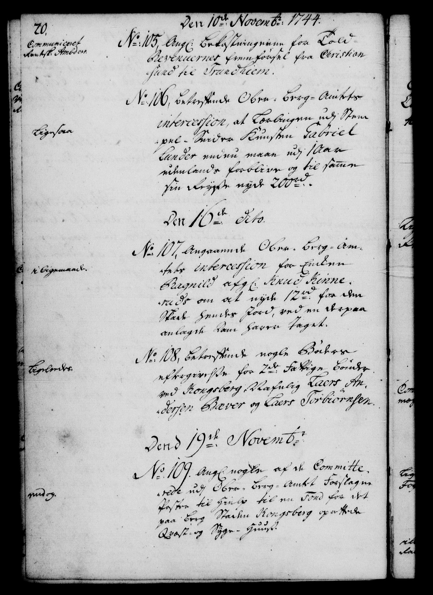 Rentekammeret, Kammerkanselliet, RA/EA-3111/G/Gf/Gfb/L0005: Register til norske relasjons- og resolusjonsprotokoller (merket RK 52.100), 1744-1754, s. 20