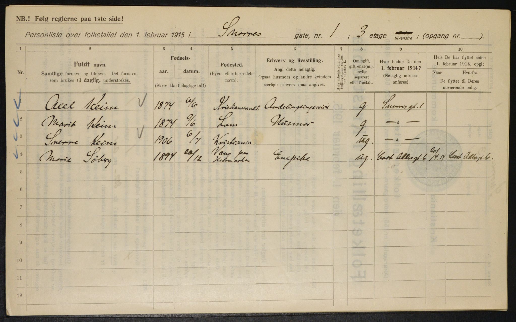 OBA, Kommunal folketelling 1.2.1915 for Kristiania, 1915, s. 97980