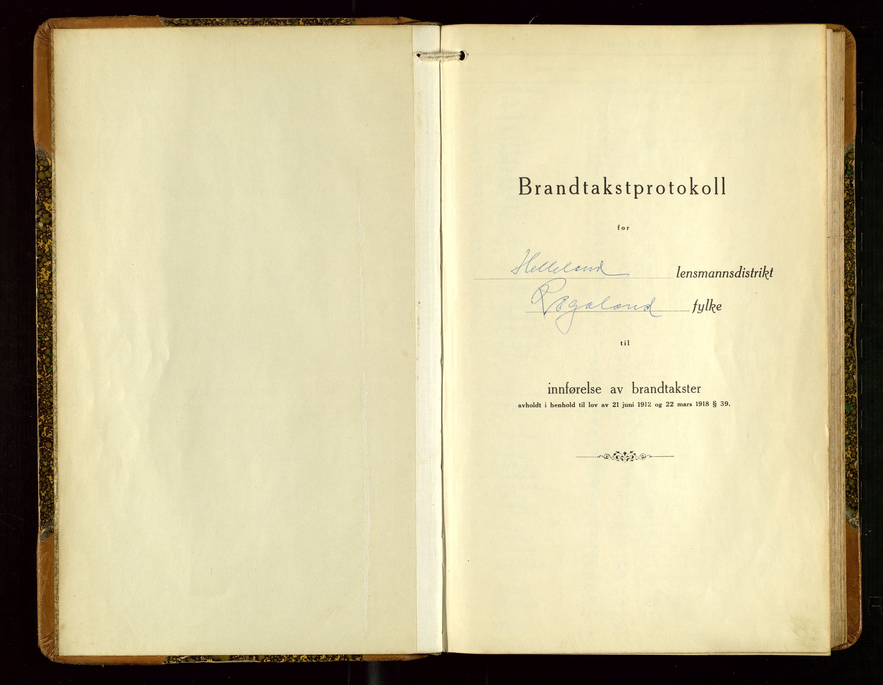 Helleland lensmannskontor, SAST/A-100209/Gob/L0003: "Brandtakstprotokoll", 1930-1939