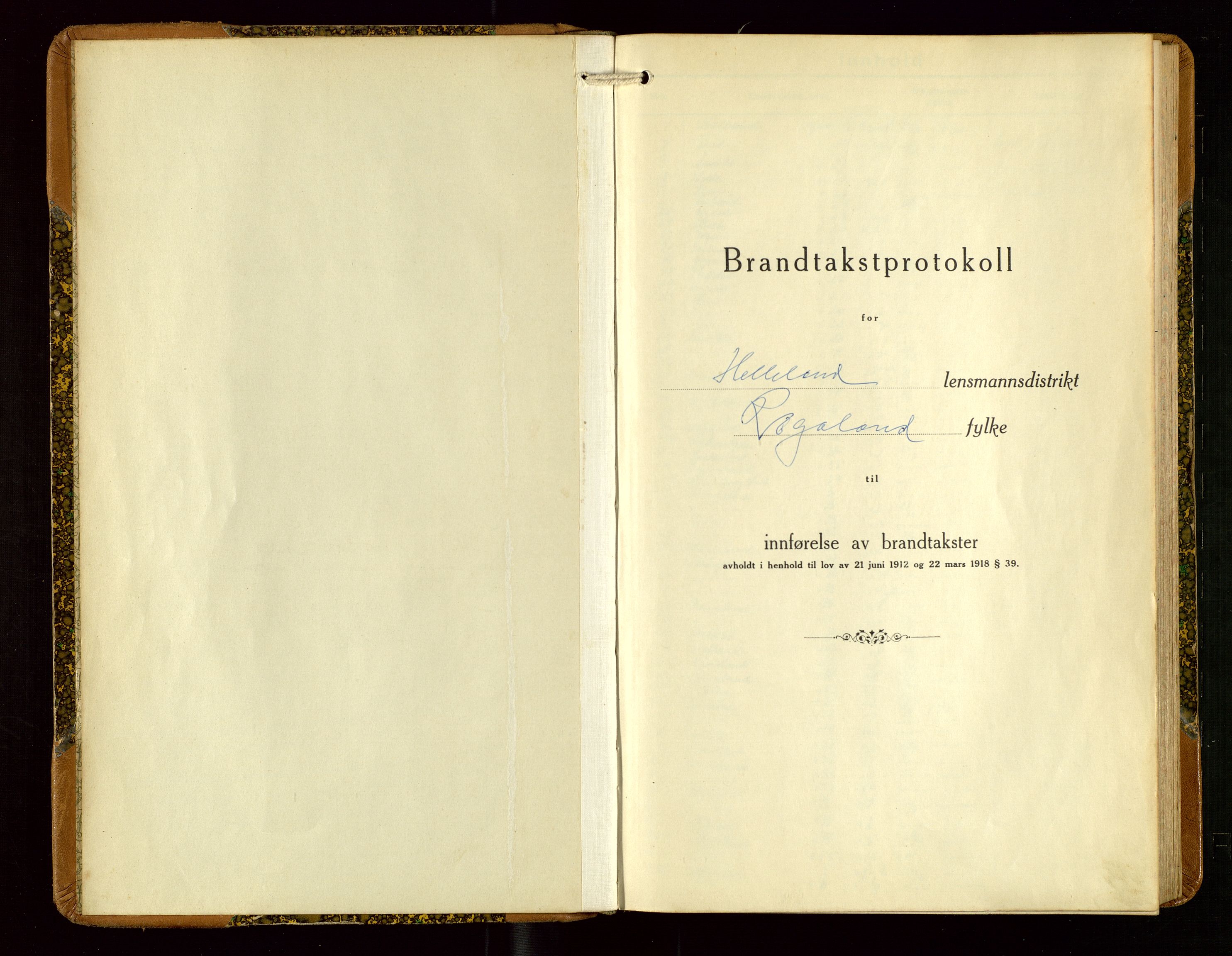 Helleland lensmannskontor, AV/SAST-A-100209/Gob/L0003: "Brandtakstprotokoll", 1930-1939