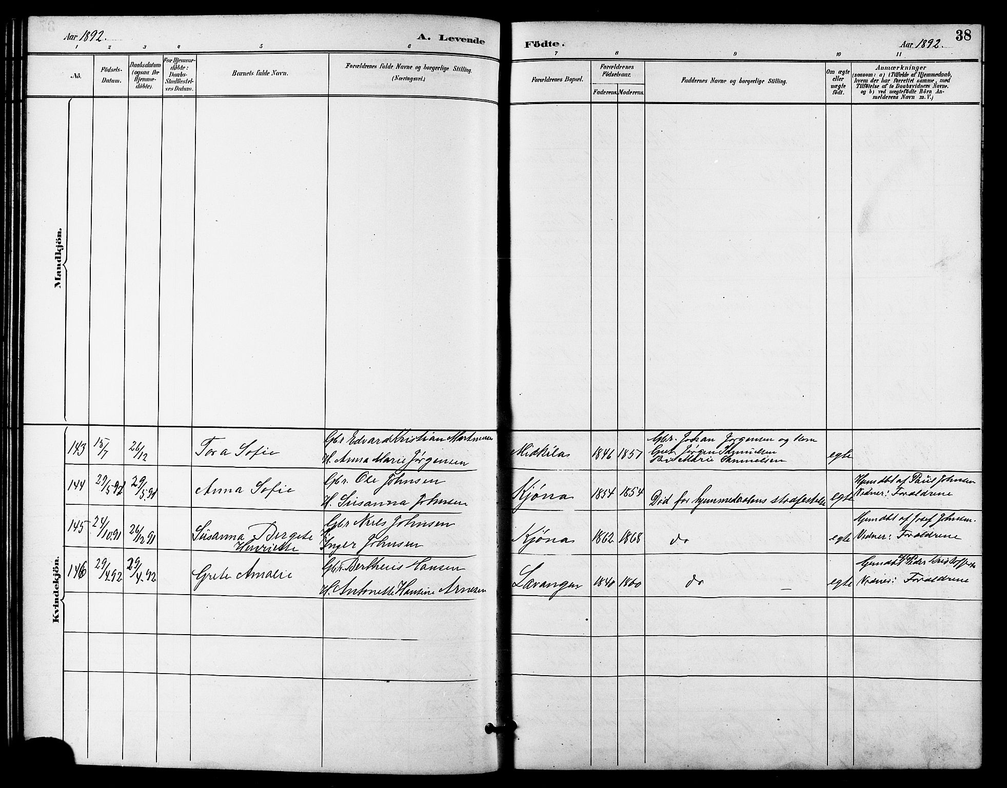 Trondenes sokneprestkontor, AV/SATØ-S-1319/H/Hb/L0011klokker: Klokkerbok nr. 11, 1891-1906, s. 38