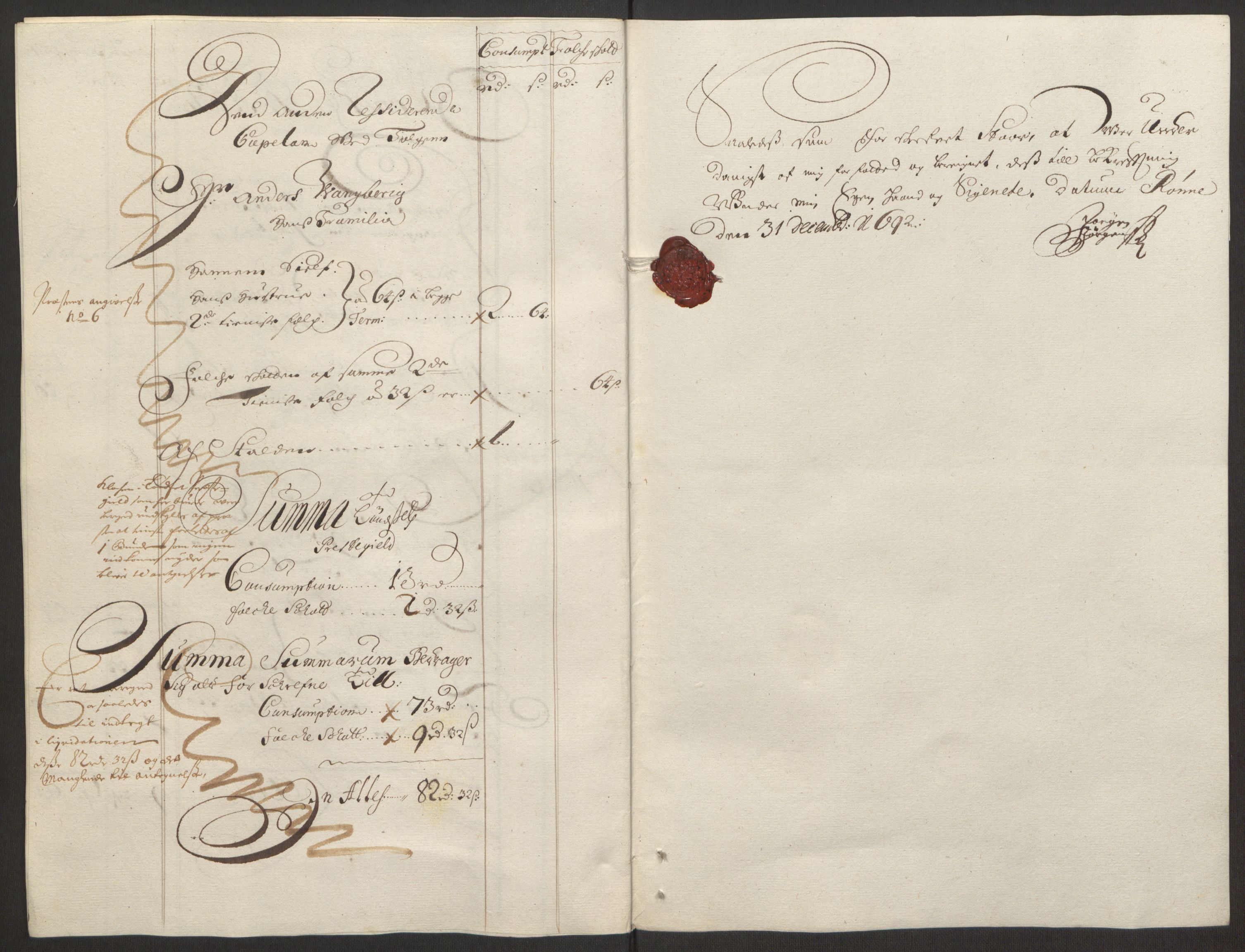 Rentekammeret inntil 1814, Reviderte regnskaper, Fogderegnskap, AV/RA-EA-4092/R13/L0830: Fogderegnskap Solør, Odal og Østerdal, 1692, s. 249