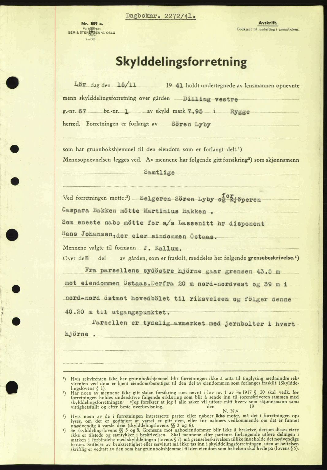Moss sorenskriveri, SAO/A-10168: Pantebok nr. A9, 1941-1942, Dagboknr: 2272/1941