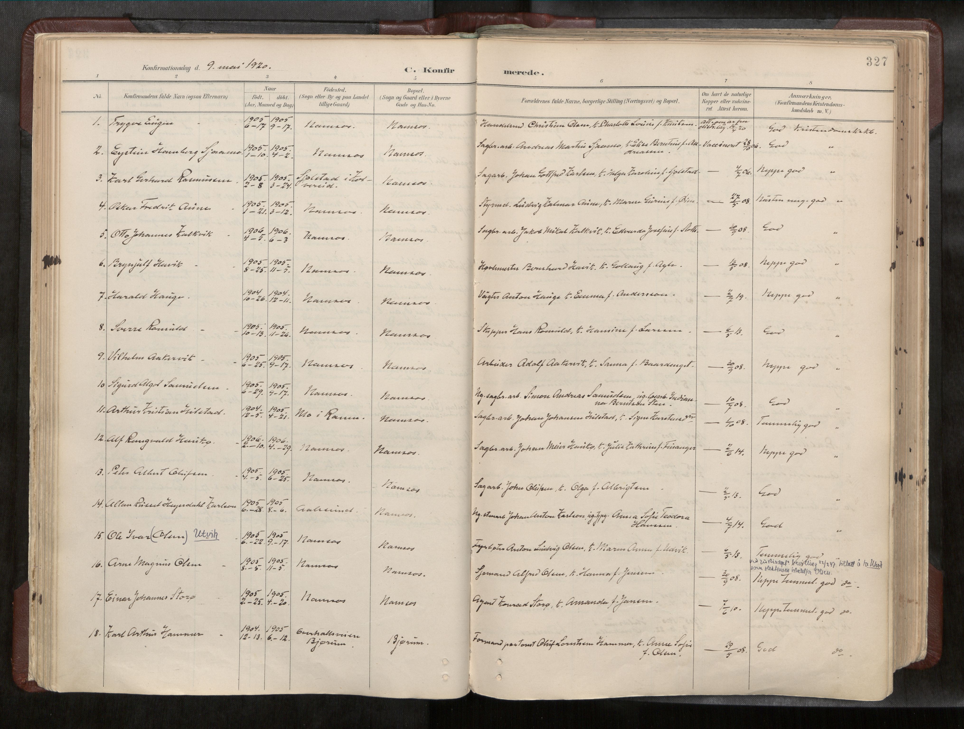 Ministerialprotokoller, klokkerbøker og fødselsregistre - Nord-Trøndelag, AV/SAT-A-1458/768/L0579a: Ministerialbok nr. 768A14, 1887-1931, s. 327
