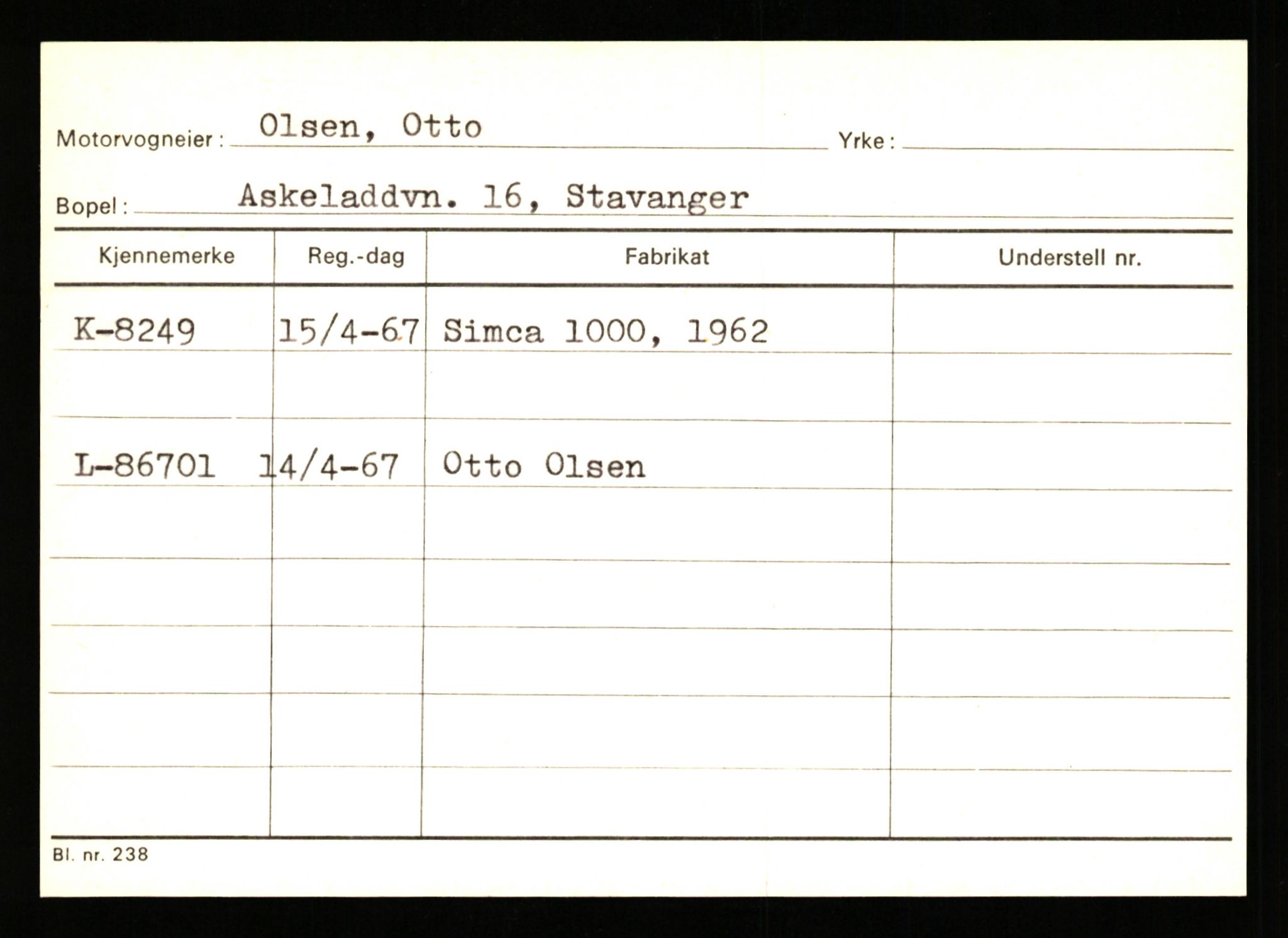 Stavanger trafikkstasjon, SAST/A-101942/0/G/L0002: Registreringsnummer: 5791 - 10405, 1930-1971, s. 1373