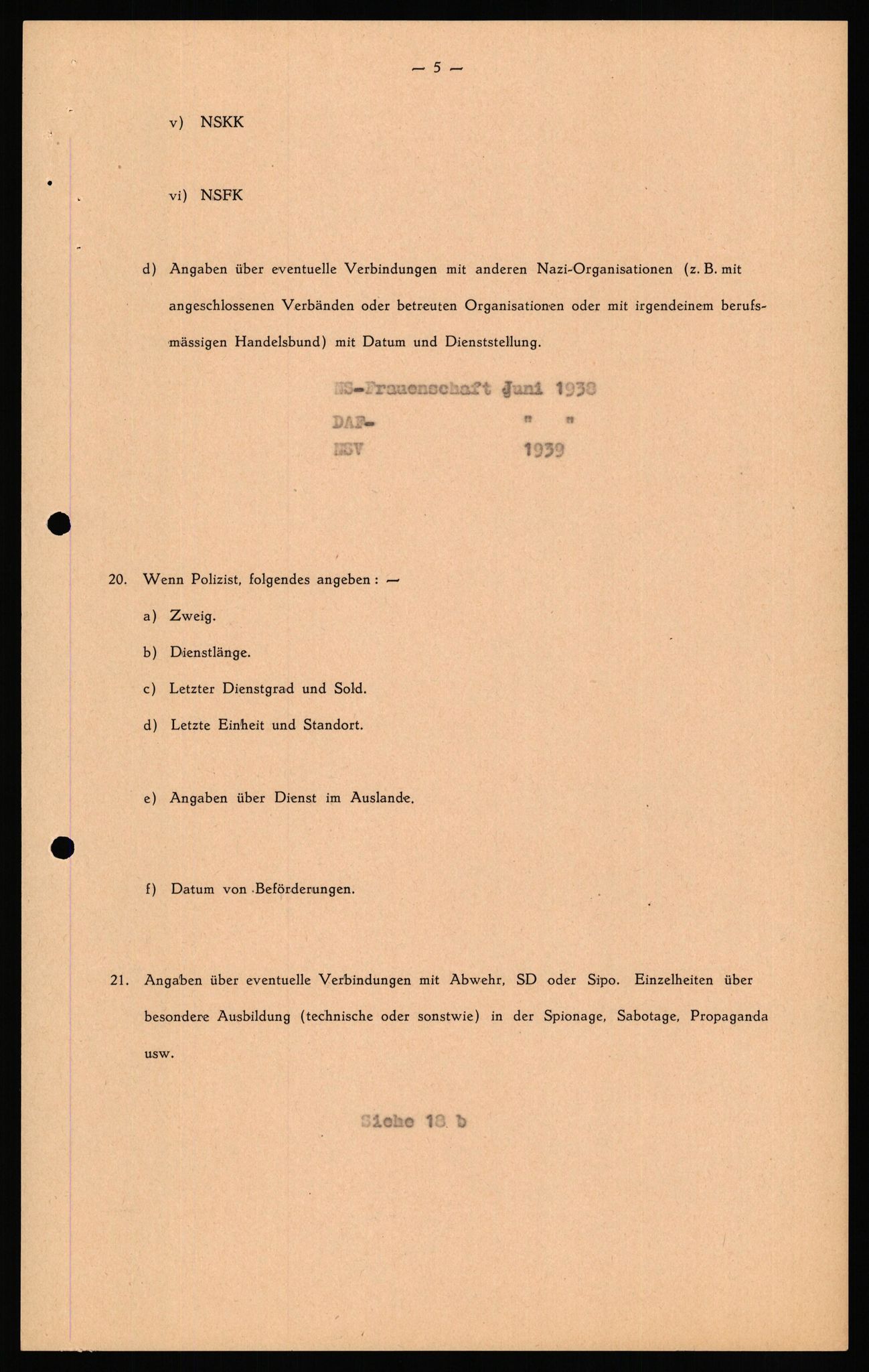 Forsvaret, Forsvarets overkommando II, RA/RAFA-3915/D/Db/L0038: CI Questionaires. Tyske okkupasjonsstyrker i Norge. Østerrikere., 1945-1946, s. 435