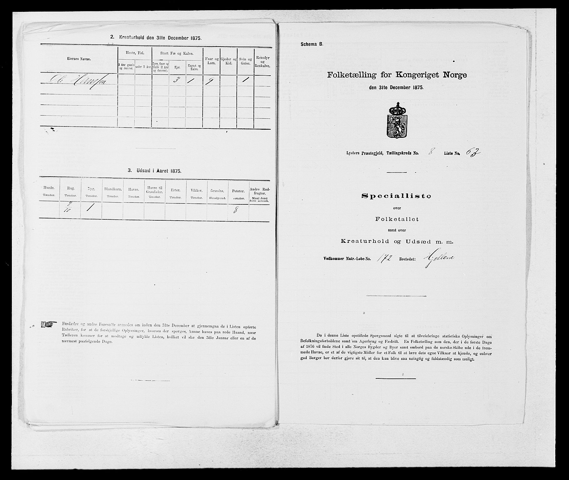 SAB, Folketelling 1875 for 1426P Luster prestegjeld, 1875, s. 1409