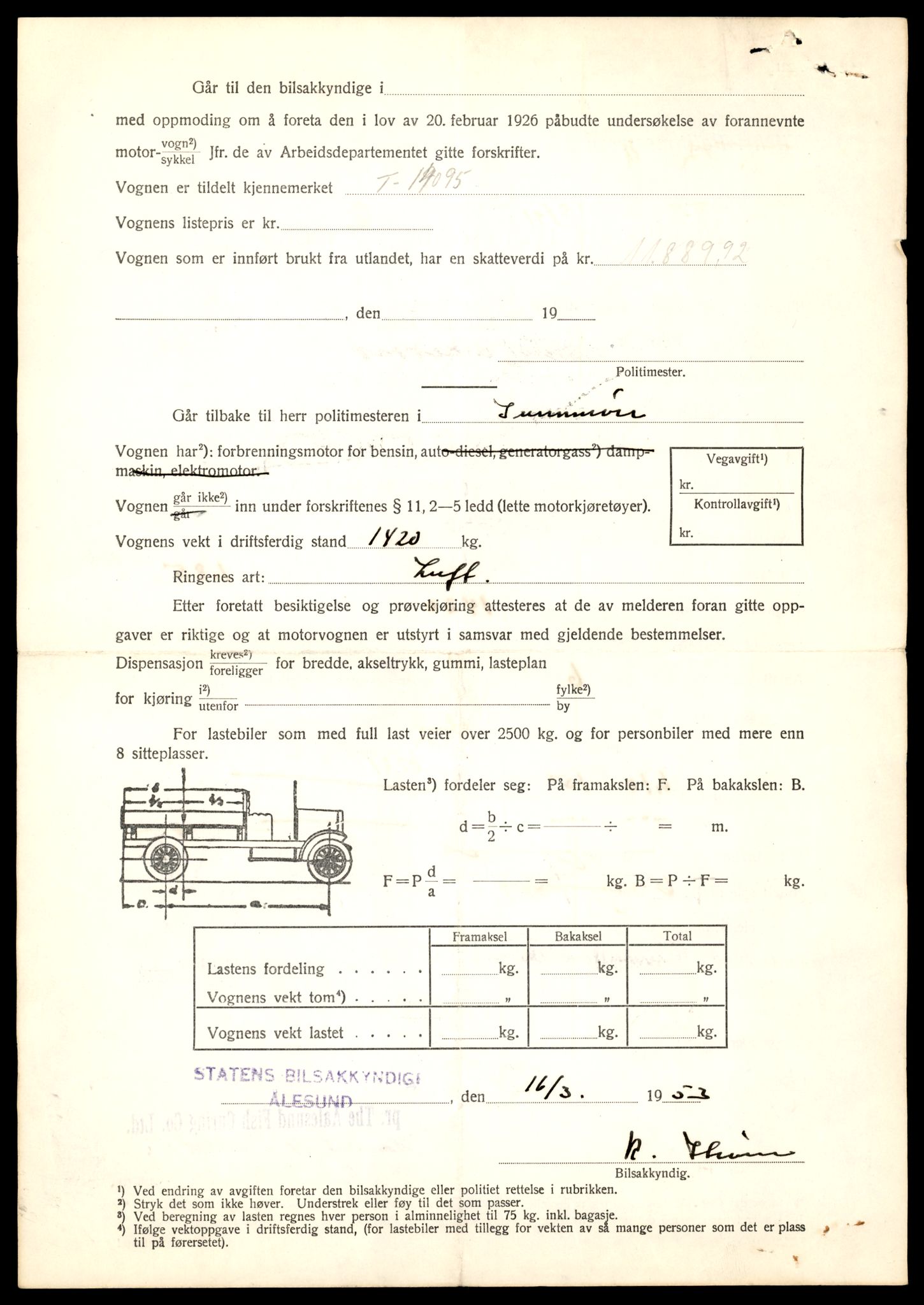 Møre og Romsdal vegkontor - Ålesund trafikkstasjon, AV/SAT-A-4099/F/Fe/L0043: Registreringskort for kjøretøy T 14080 - T 14204, 1927-1998, s. 408