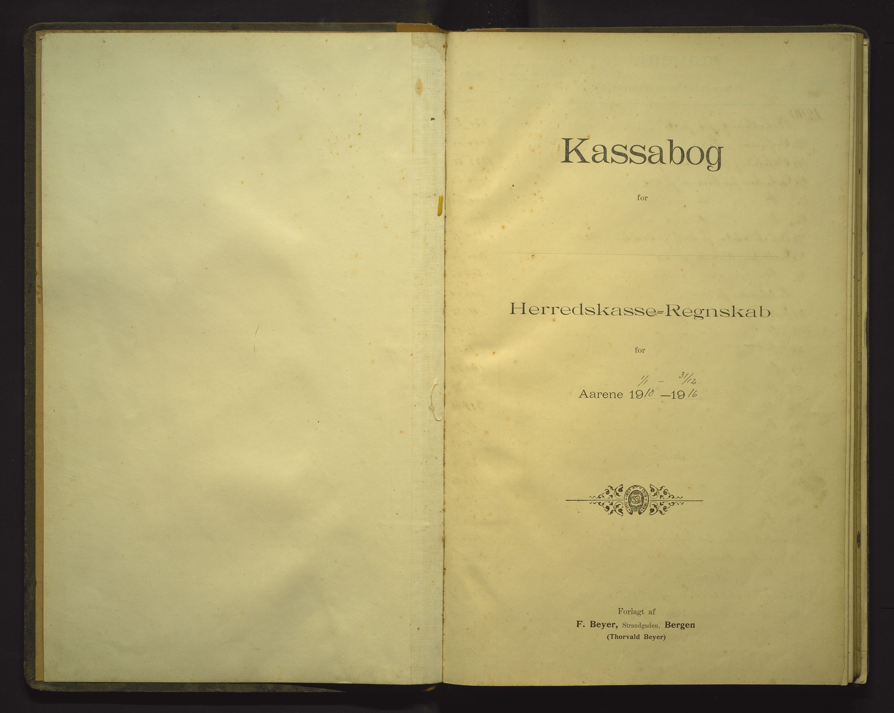 Finnaas kommune. Heradskassen, IKAH/1218a-121/R/Re/Rea/L0002: Kassabok, 1910-1916