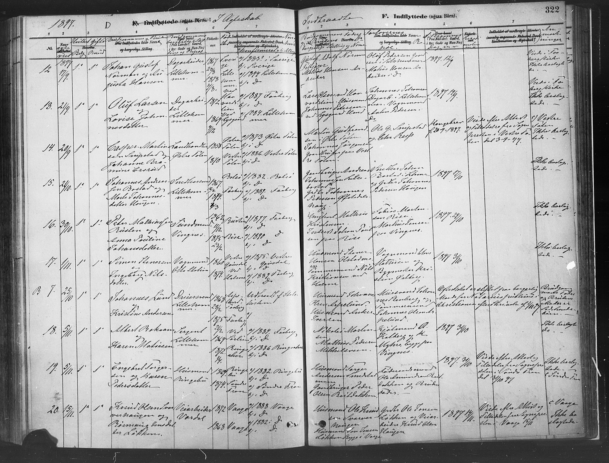 Fåberg prestekontor, AV/SAH-PREST-086/H/Ha/Haa/L0010: Ministerialbok nr. 10, 1879-1900, s. 322