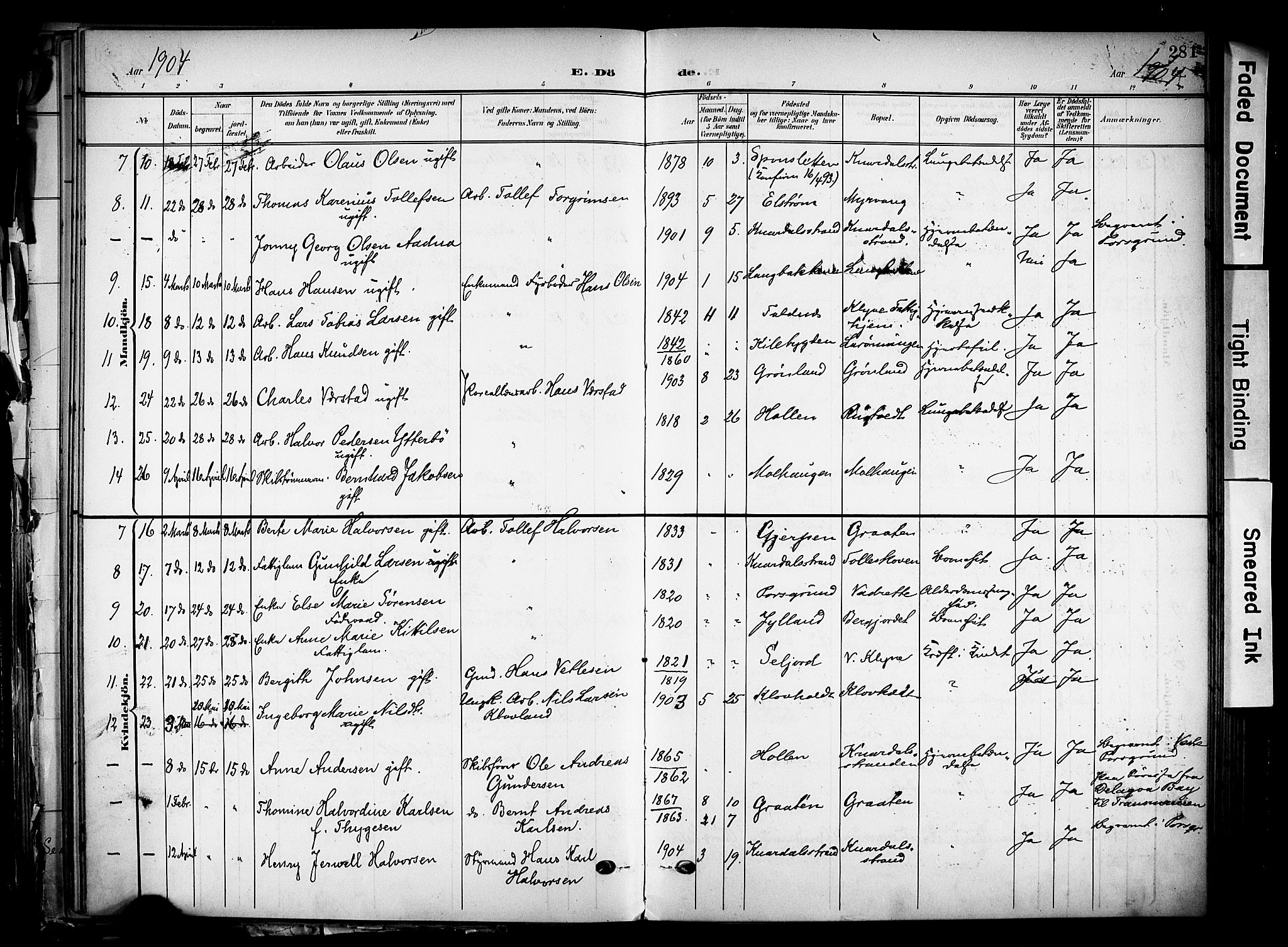 Solum kirkebøker, AV/SAKO-A-306/F/Fa/L0011: Ministerialbok nr. I 11, 1898-1909, s. 281