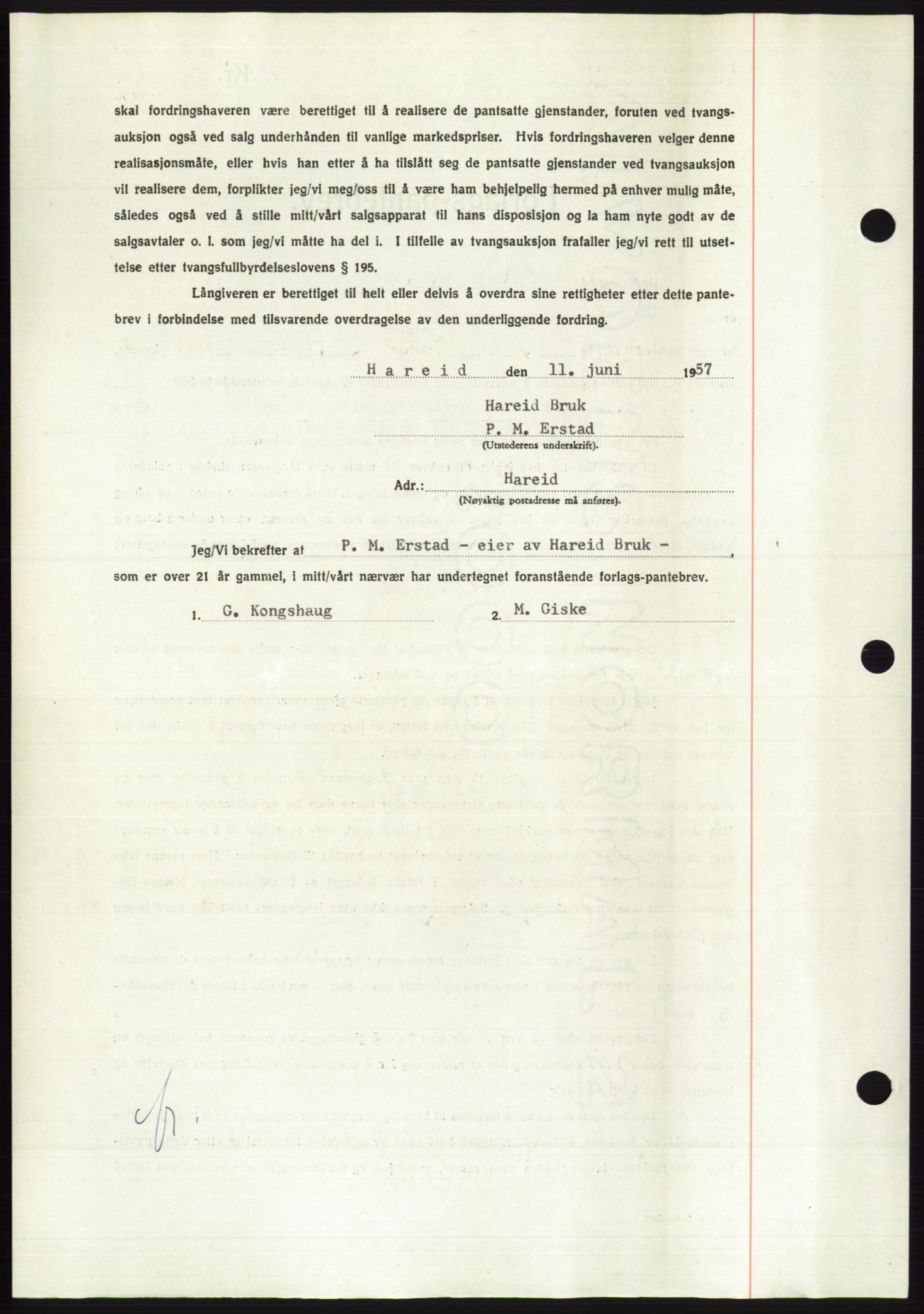 Søre Sunnmøre sorenskriveri, AV/SAT-A-4122/1/2/2C/L0130: Pantebok nr. 18B, 1957-1958, Dagboknr: 1380/1957