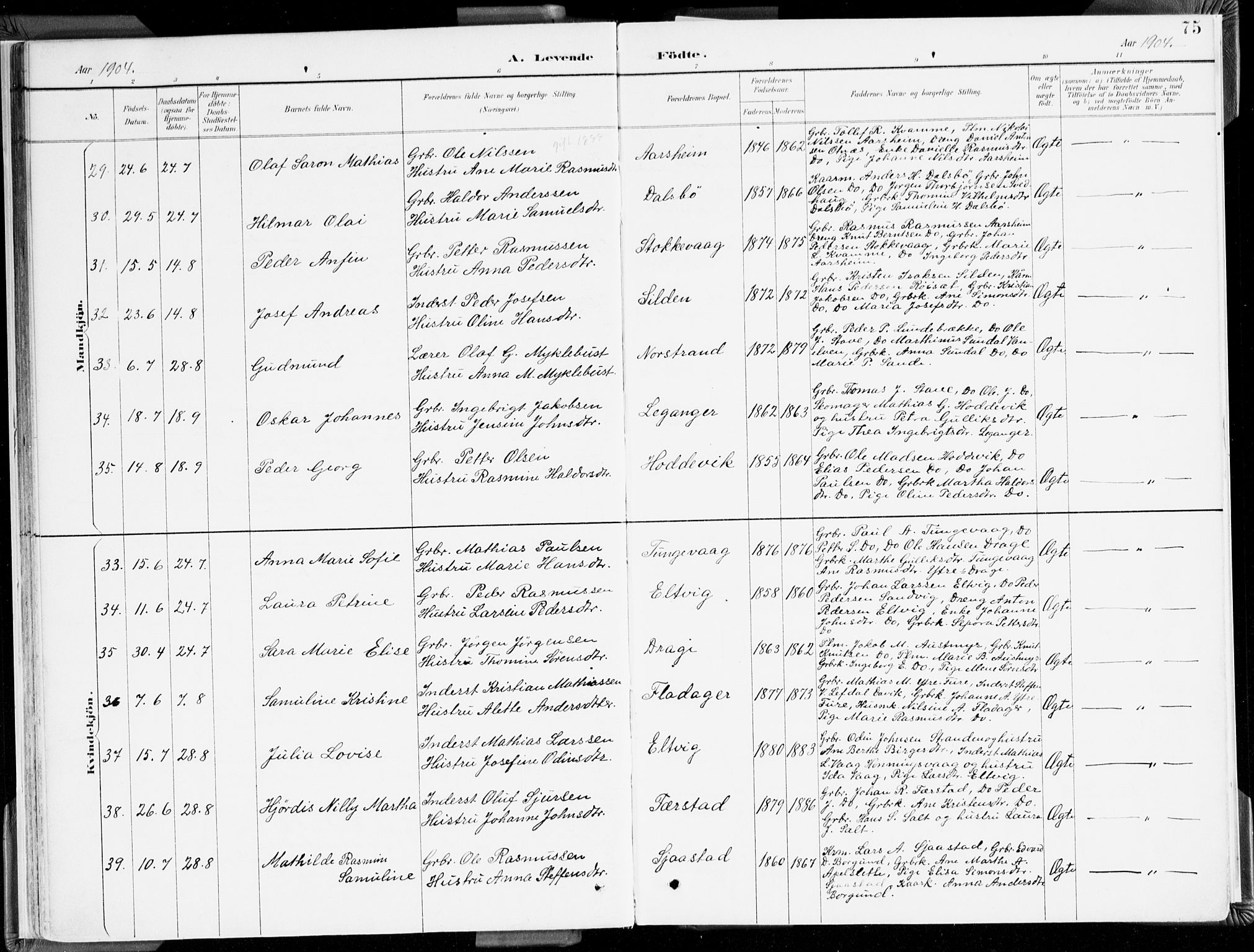 Selje sokneprestembete, AV/SAB-A-99938/H/Ha/Haa/Haab: Ministerialbok nr. B 2, 1891-1907, s. 75