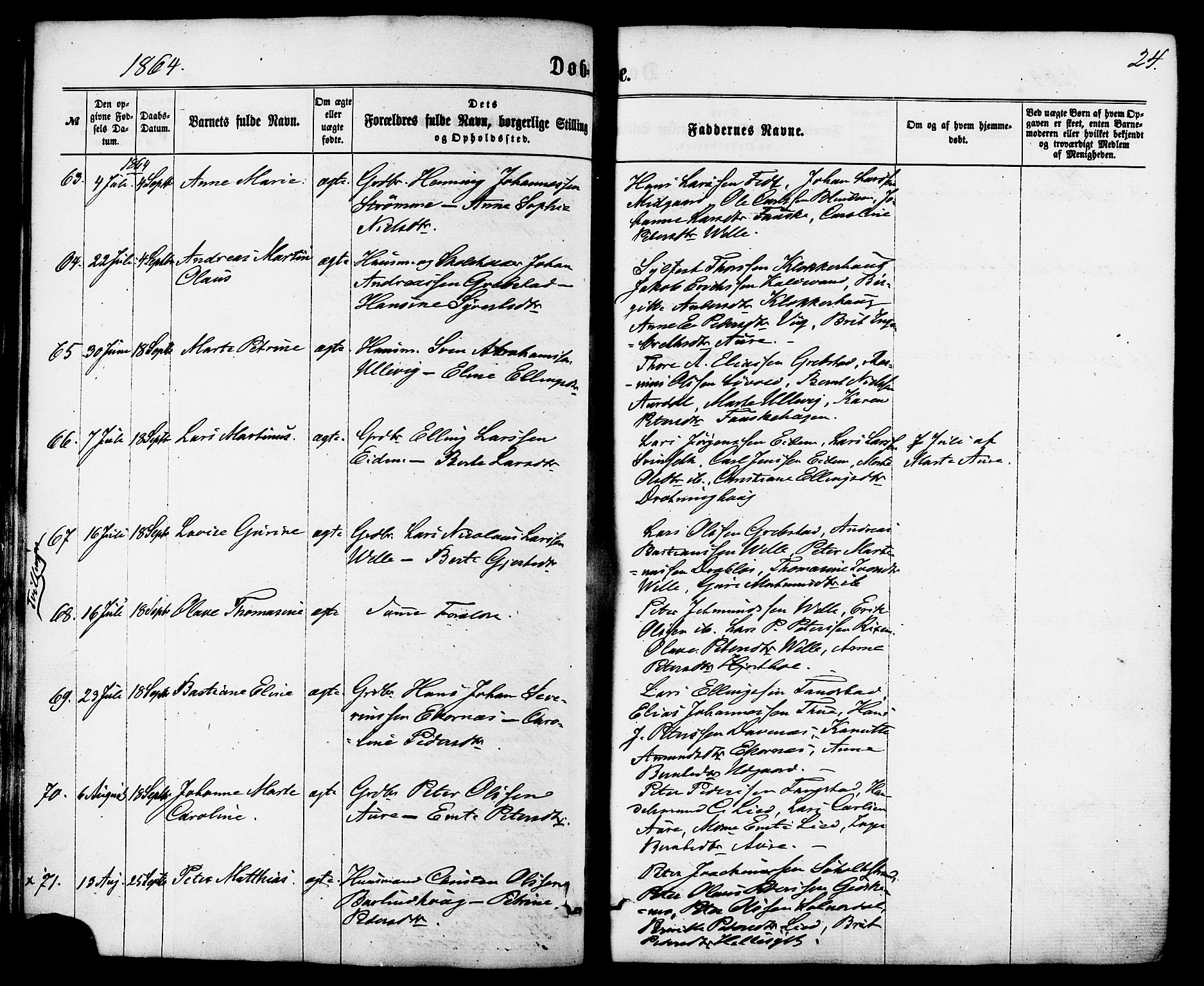 Ministerialprotokoller, klokkerbøker og fødselsregistre - Møre og Romsdal, AV/SAT-A-1454/522/L0314: Ministerialbok nr. 522A09, 1863-1877, s. 24