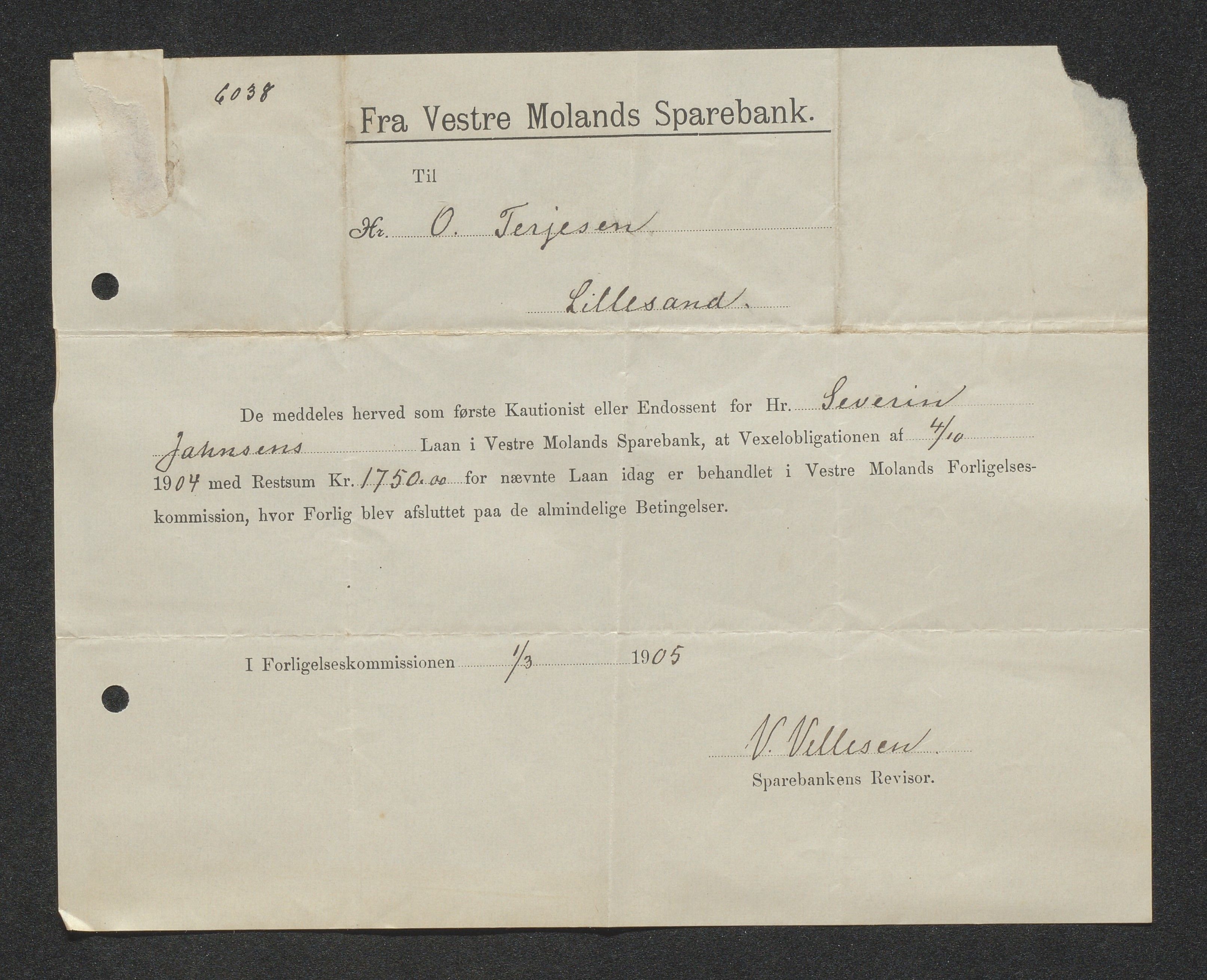 O. Terjesens rederi, AAKS/PA-2525/E/E01/L0013: Korrespondanse, 1904-1905
