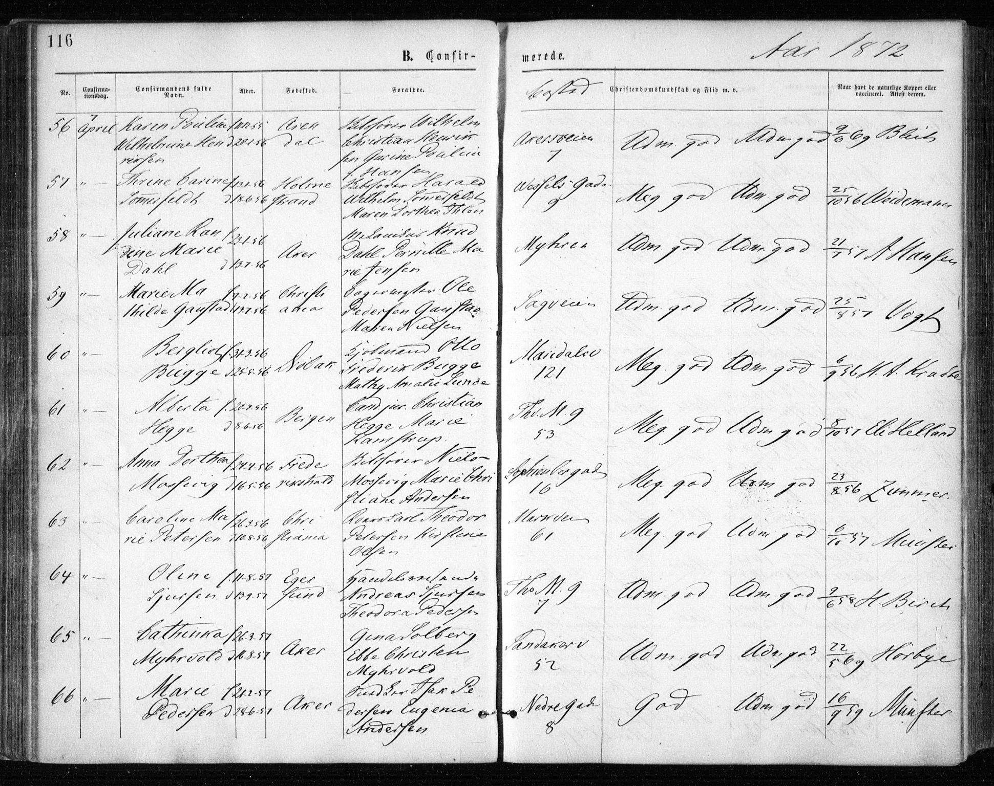 Gamle Aker prestekontor Kirkebøker, AV/SAO-A-10617a/F/L0003: Ministerialbok nr. 3, 1865-1873, s. 116