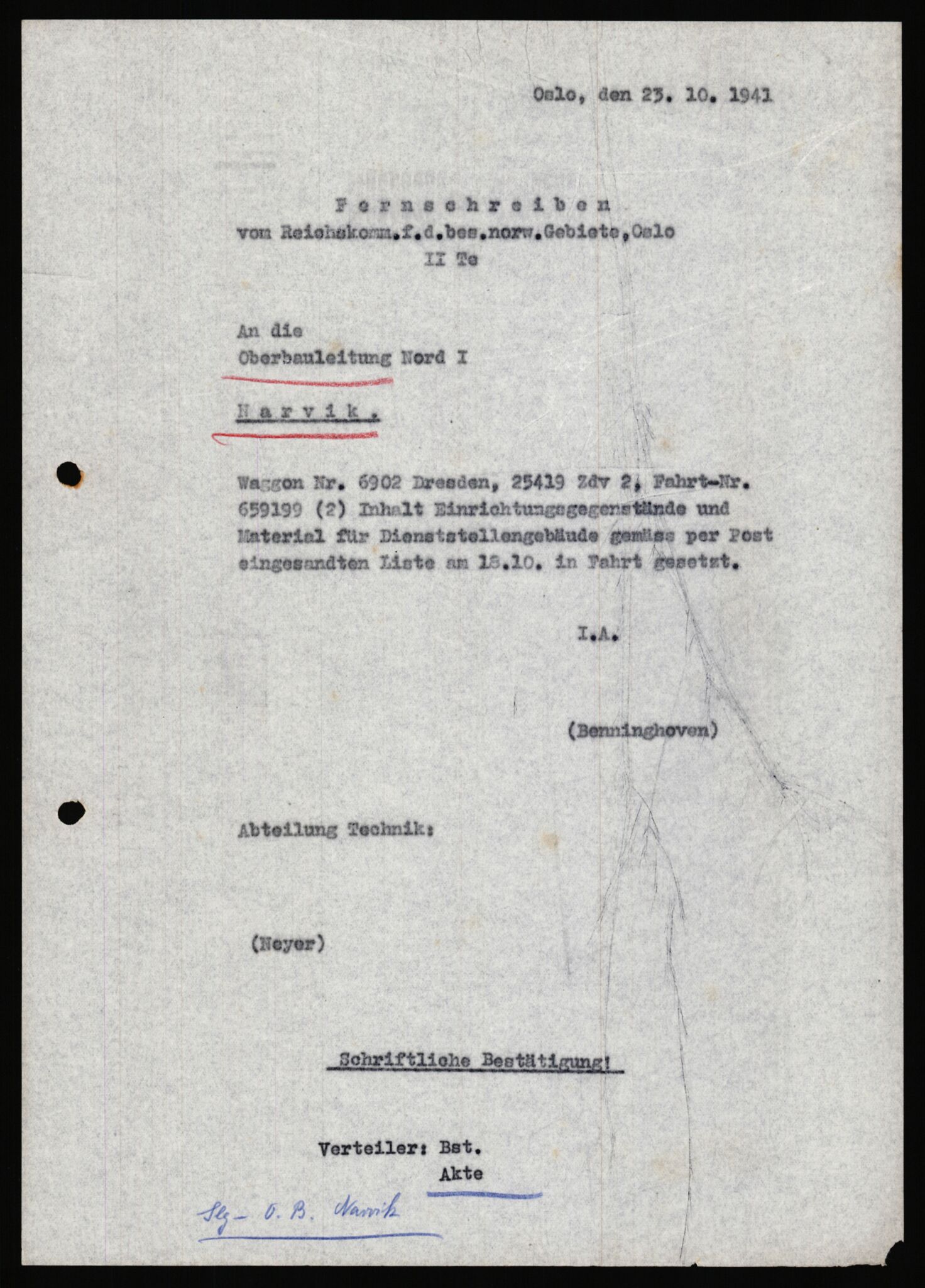 Tyske arkiver, Organisation Todt (OT), Einsatzgruppe Wiking, AV/RA-RAFA-2188/2/B/Bb/L0006: Korrespondanse med Kriegsmarine, 1940-1941, s. 11