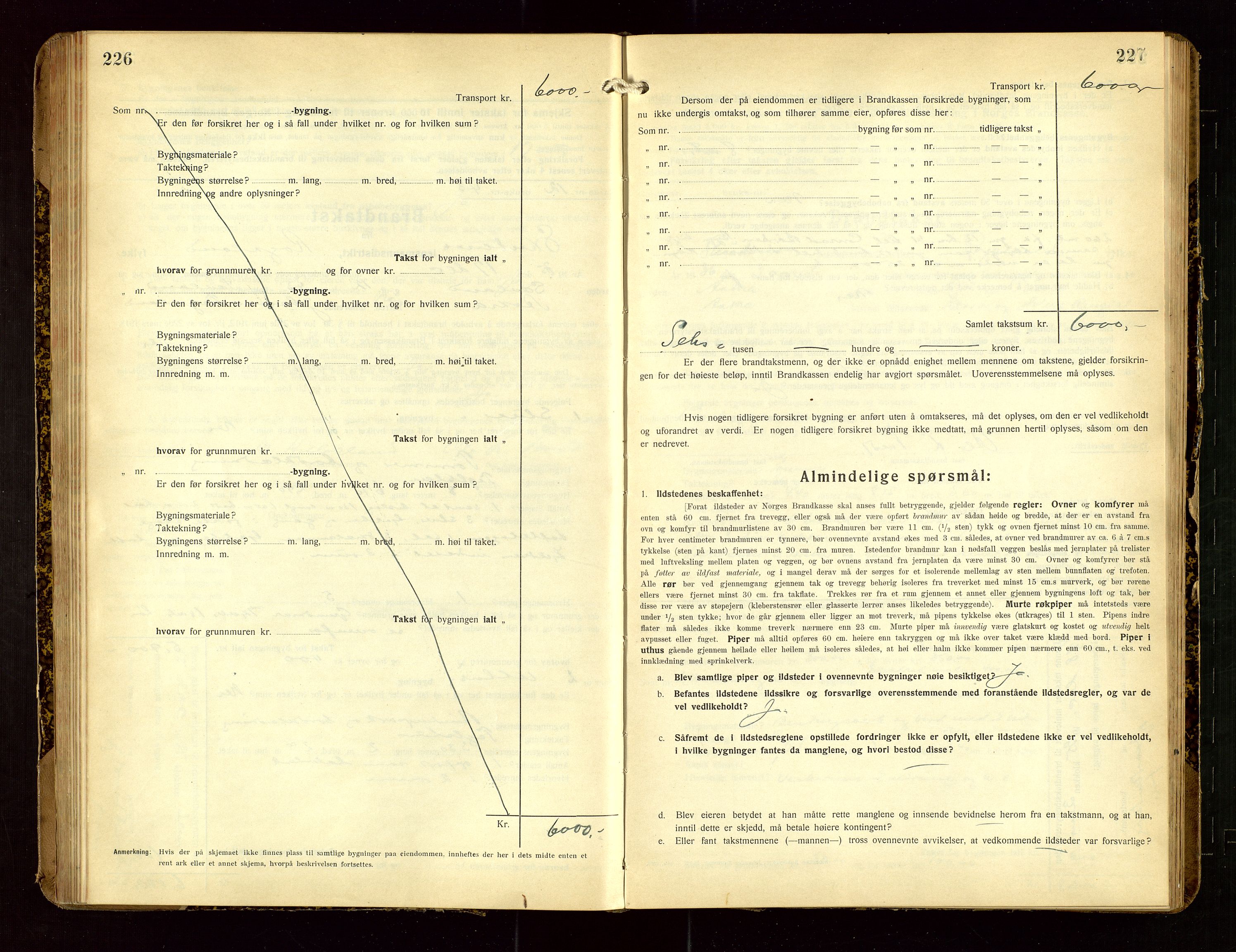 Skudenes lensmannskontor, SAST/A-100444/Gob/L0002: "Brandtakstprotokoll", 1925-1952, s. 226-227