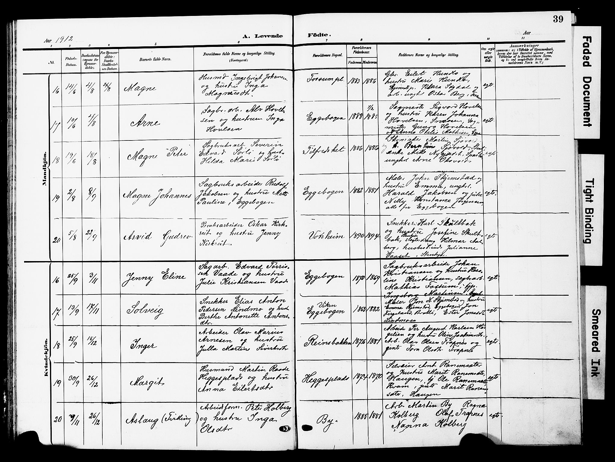 Ministerialprotokoller, klokkerbøker og fødselsregistre - Nord-Trøndelag, AV/SAT-A-1458/740/L0381: Klokkerbok nr. 740C02, 1903-1914, s. 39