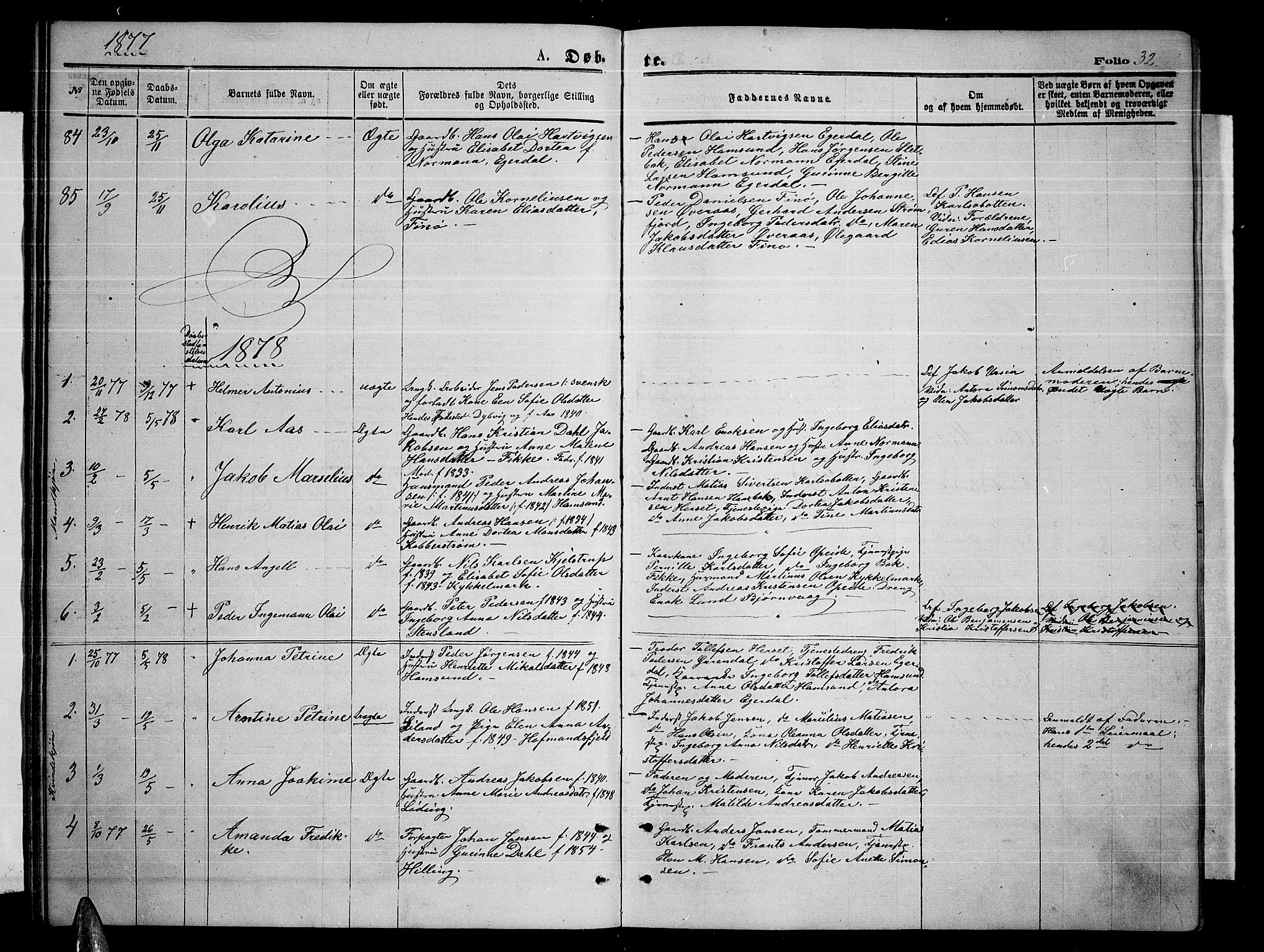 Ministerialprotokoller, klokkerbøker og fødselsregistre - Nordland, SAT/A-1459/859/L0858: Klokkerbok nr. 859C04, 1873-1886, s. 32