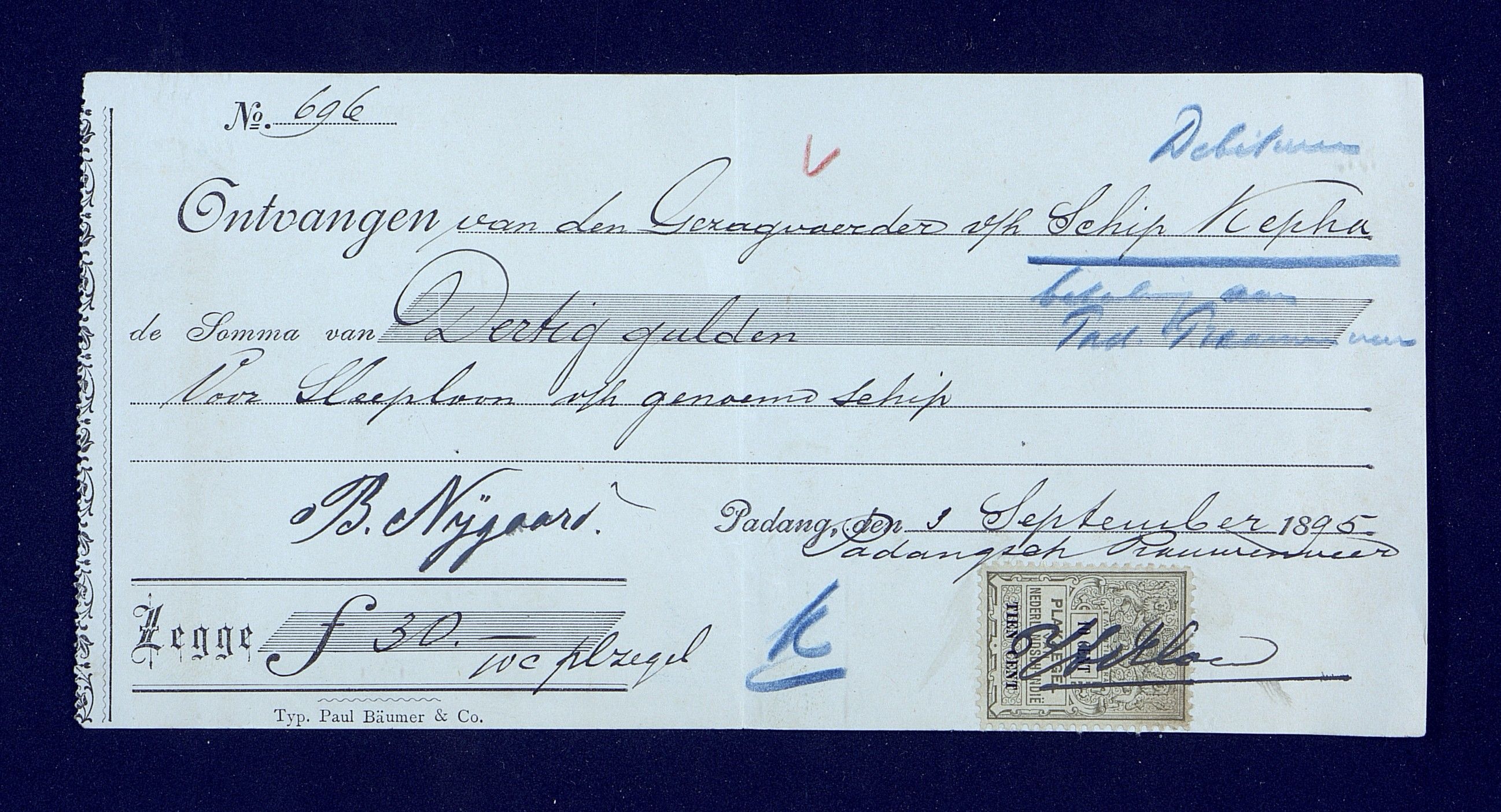 O. Terjesens rederi, AAKS/PA-2525/R/R02/L0001: Regnskapsbilag, 1884-1898