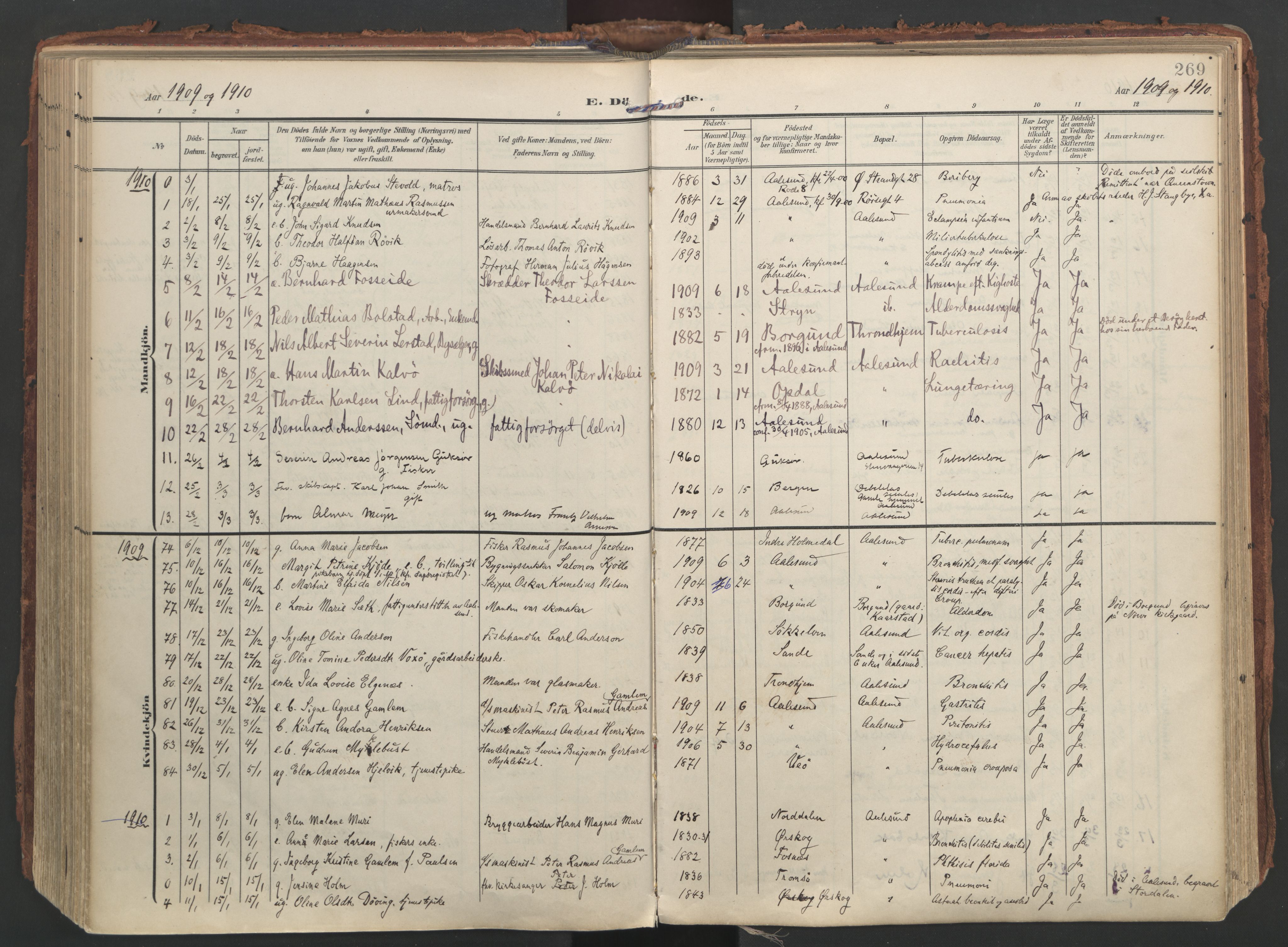 Ministerialprotokoller, klokkerbøker og fødselsregistre - Møre og Romsdal, SAT/A-1454/529/L0459: Ministerialbok nr. 529A09, 1904-1917, s. 269