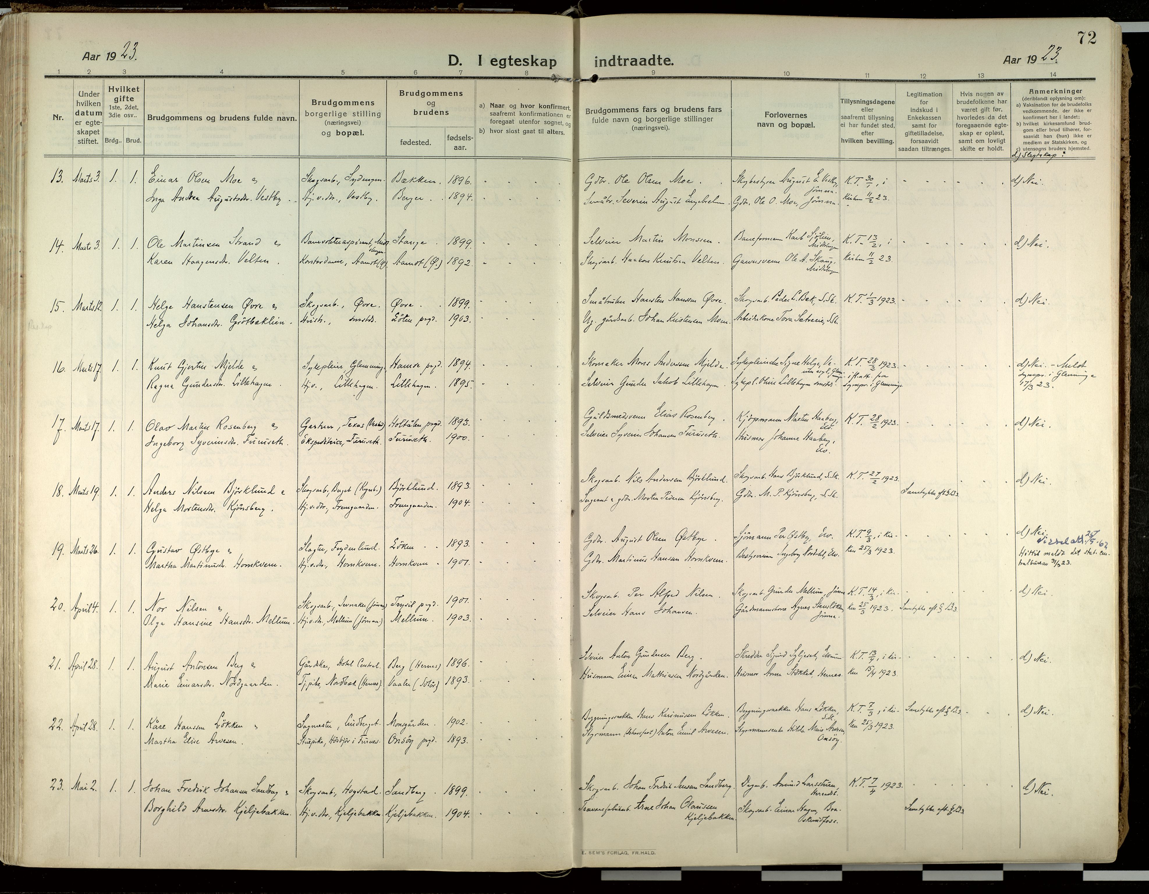 Elverum prestekontor, SAH/PREST-044/H/Ha/Haa/L0021: Ministerialbok nr. 21, 1913-1928, s. 72