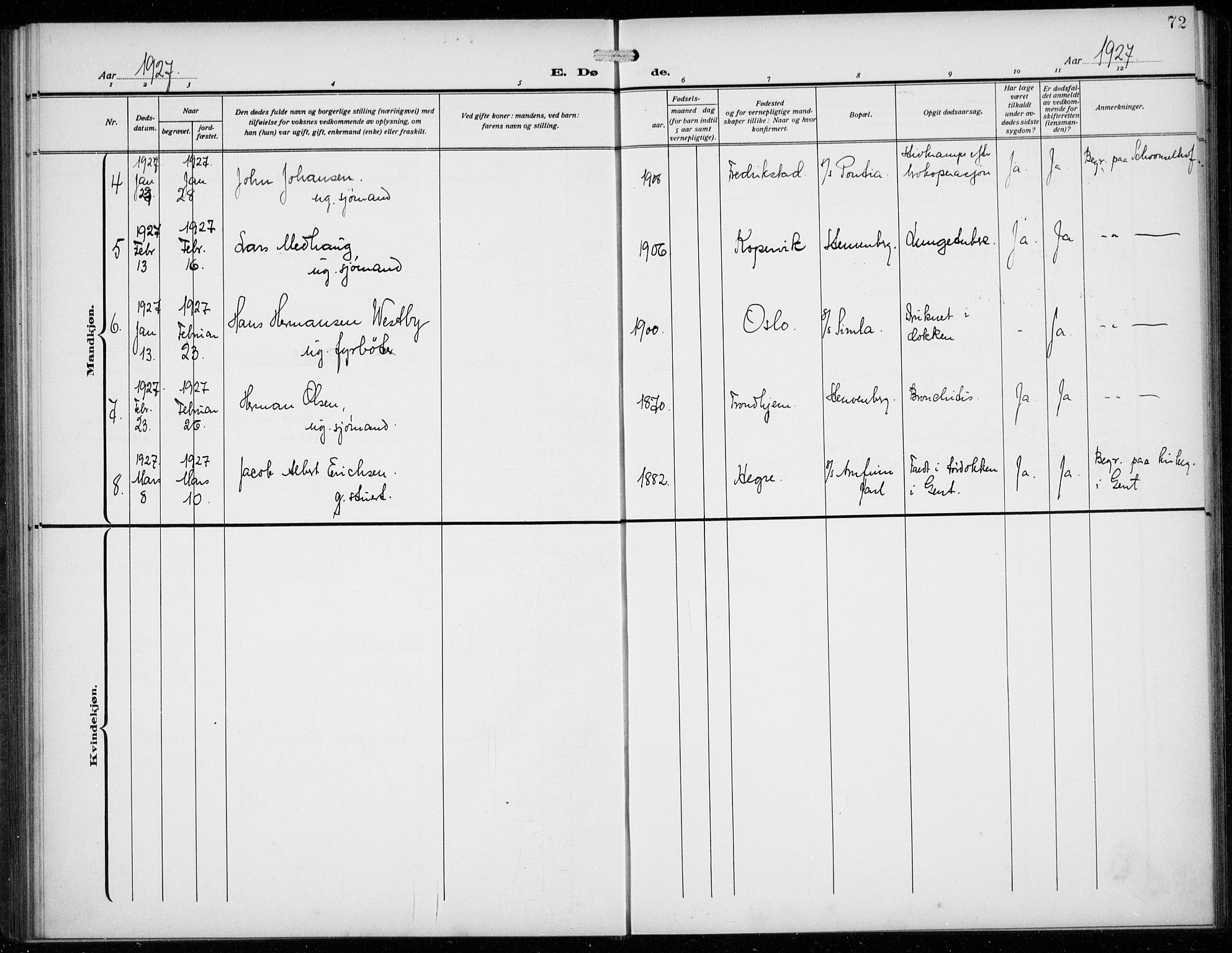 Den norske sjømannsmisjon i utlandet/Antwerpen, AV/SAB-SAB/PA-0105/H/Ha/L0003: Ministerialbok nr. A 3, 1914-1930, s. 72