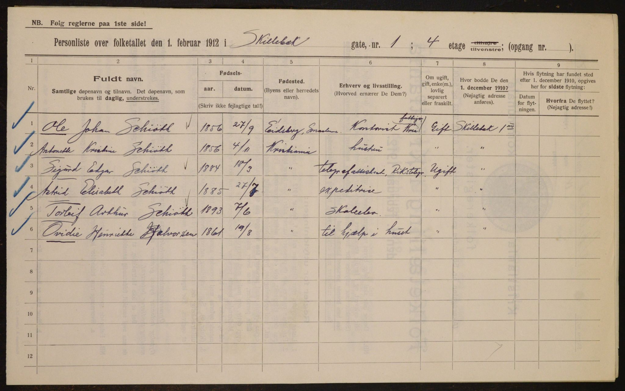 OBA, Kommunal folketelling 1.2.1912 for Kristiania, 1912, s. 95707