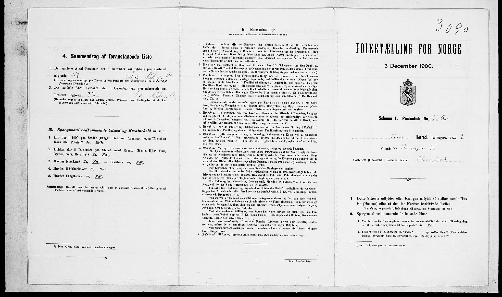 RA, Folketelling 1900 for 0626 Lier herred, 1900, s. 415