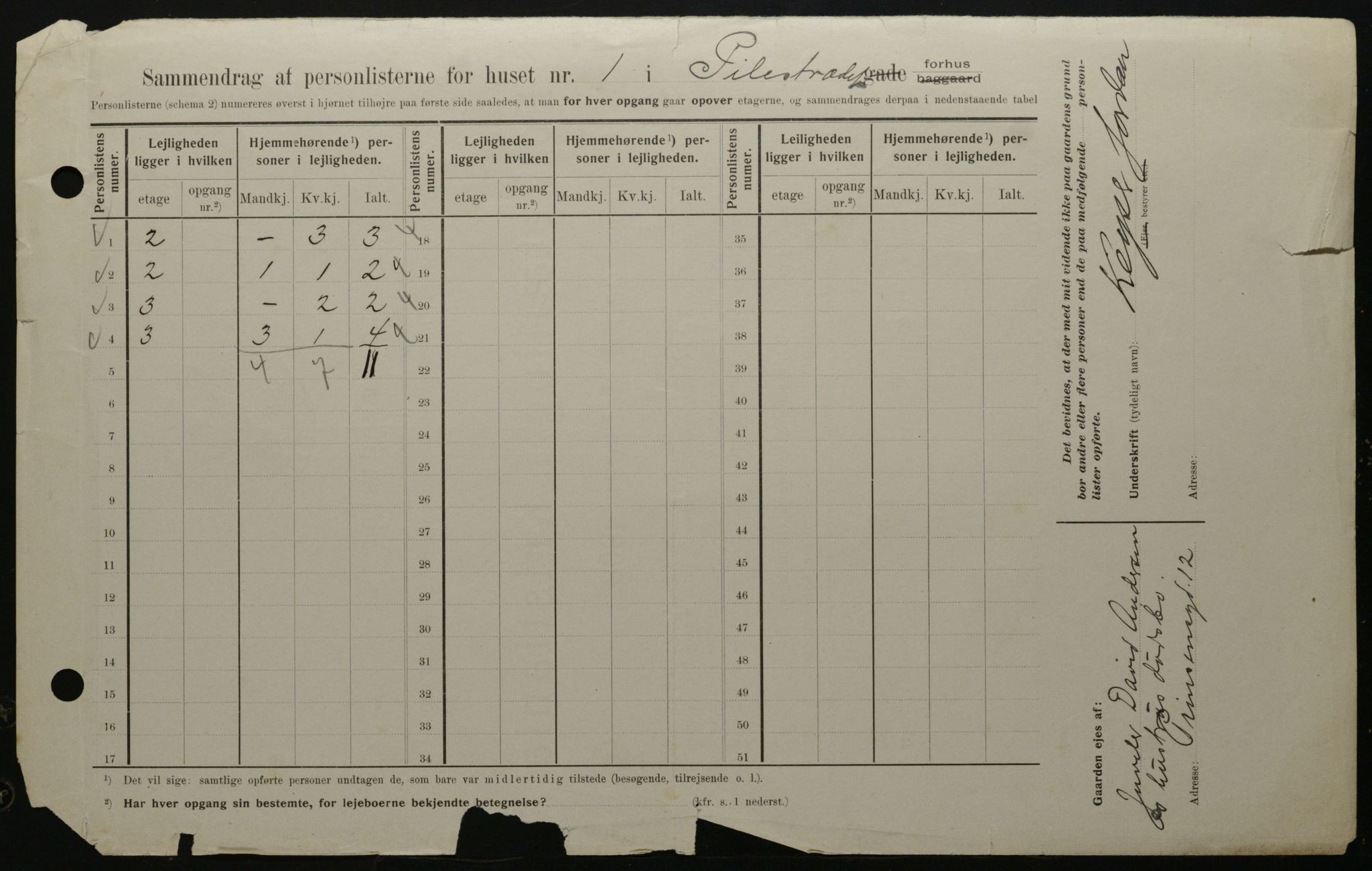 OBA, Kommunal folketelling 1.2.1908 for Kristiania kjøpstad, 1908, s. 70624