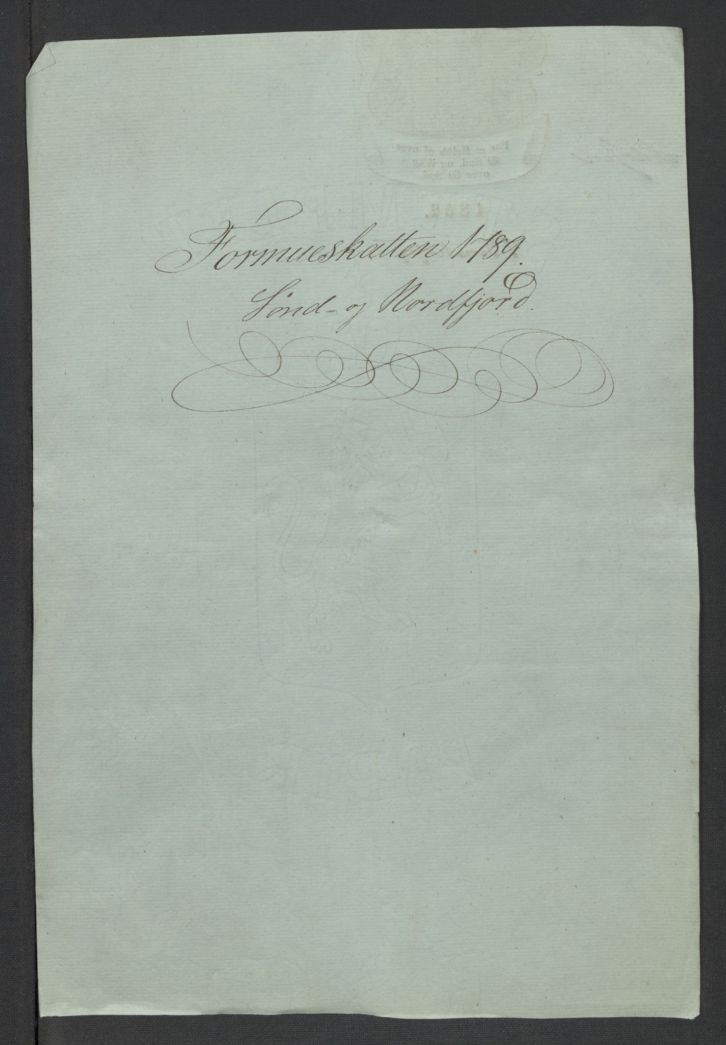Rentekammeret inntil 1814, Reviderte regnskaper, Mindre regnskaper, AV/RA-EA-4068/Rf/Rfe/L0048: Sunnfjord og Nordfjord fogderier, 1789, s. 3