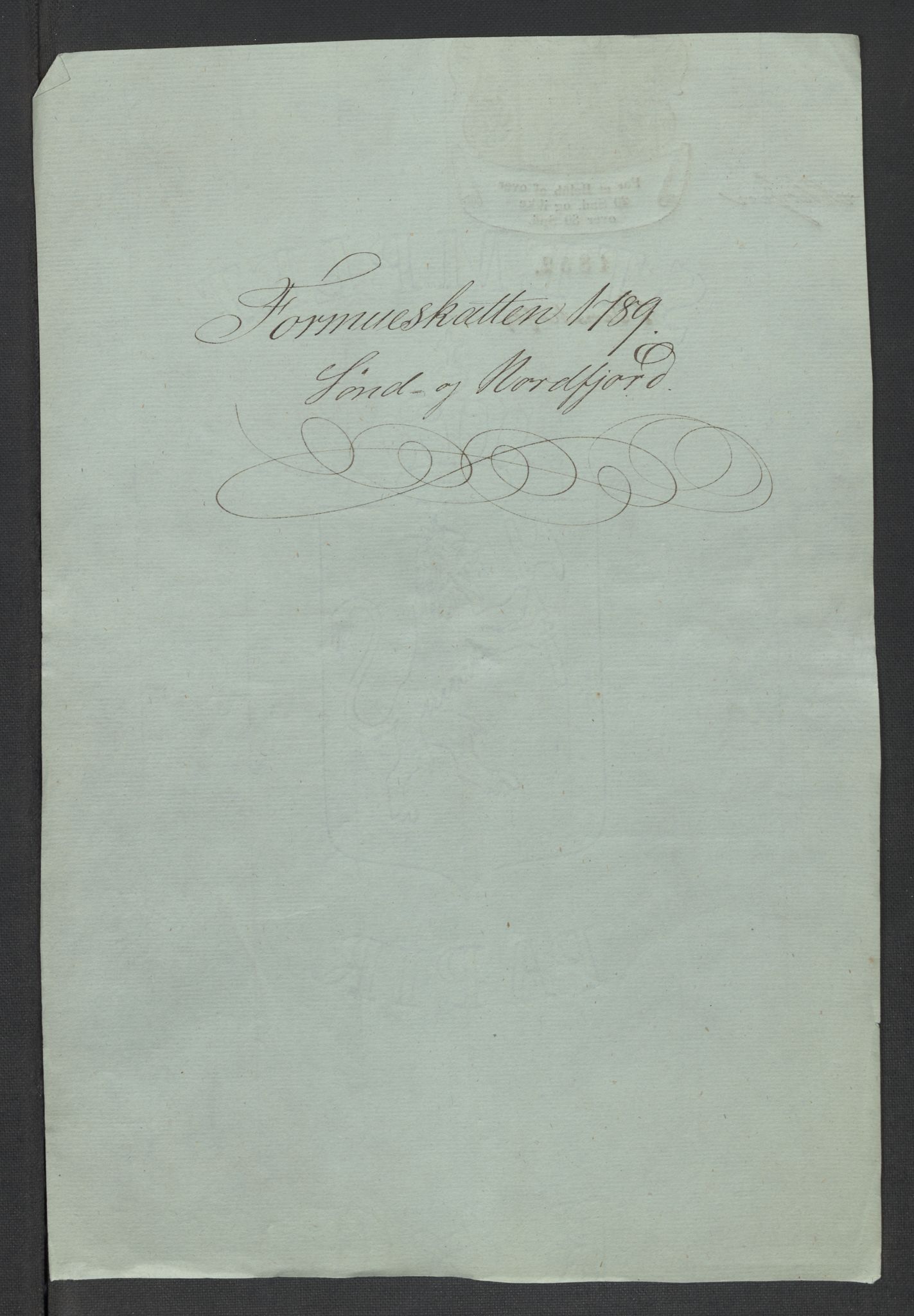 Rentekammeret inntil 1814, Reviderte regnskaper, Mindre regnskaper, RA/EA-4068/Rf/Rfe/L0048: Sunnfjord og Nordfjord fogderier, 1789, s. 3