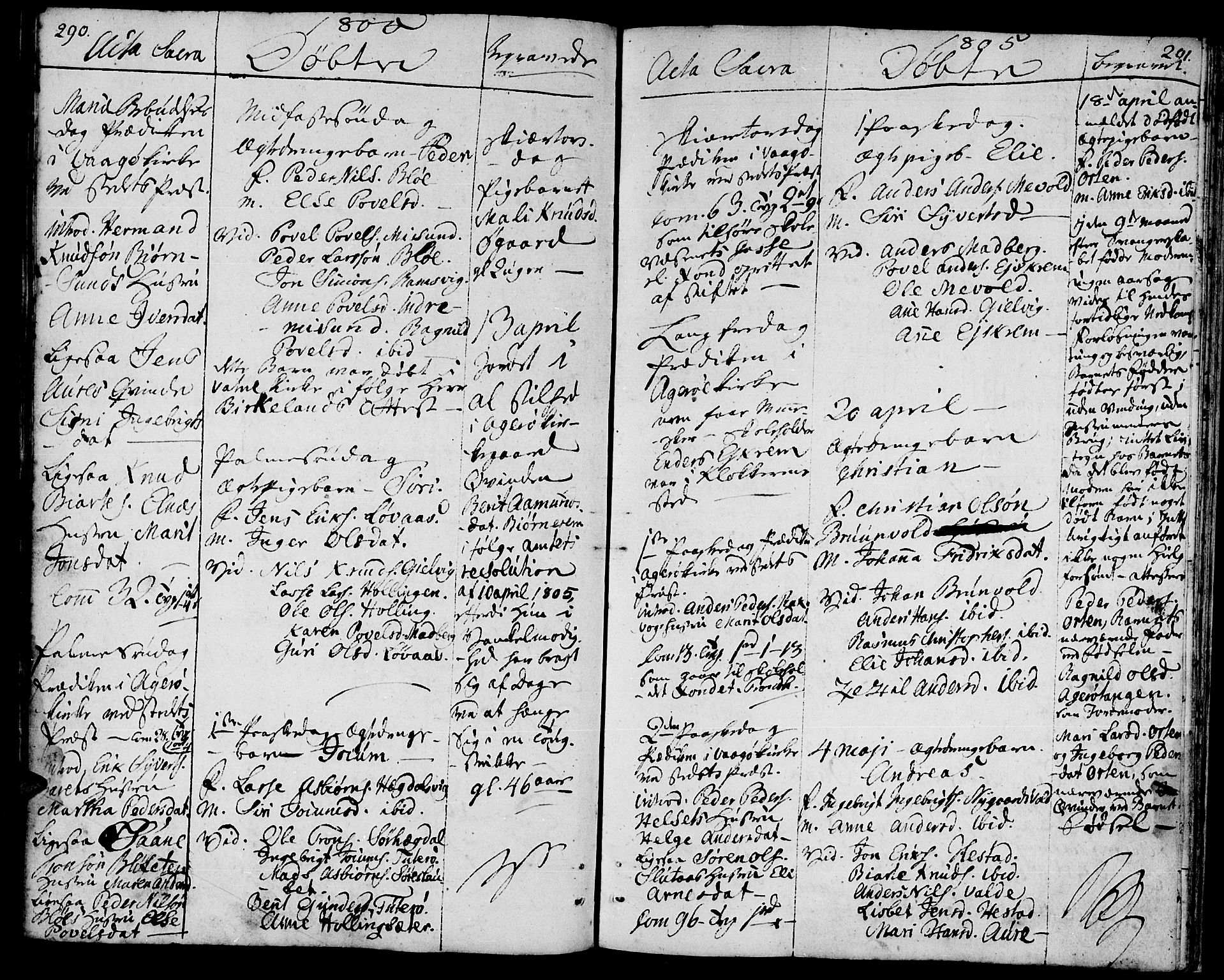 Ministerialprotokoller, klokkerbøker og fødselsregistre - Møre og Romsdal, AV/SAT-A-1454/560/L0717: Ministerialbok nr. 560A01, 1785-1808, s. 290-291