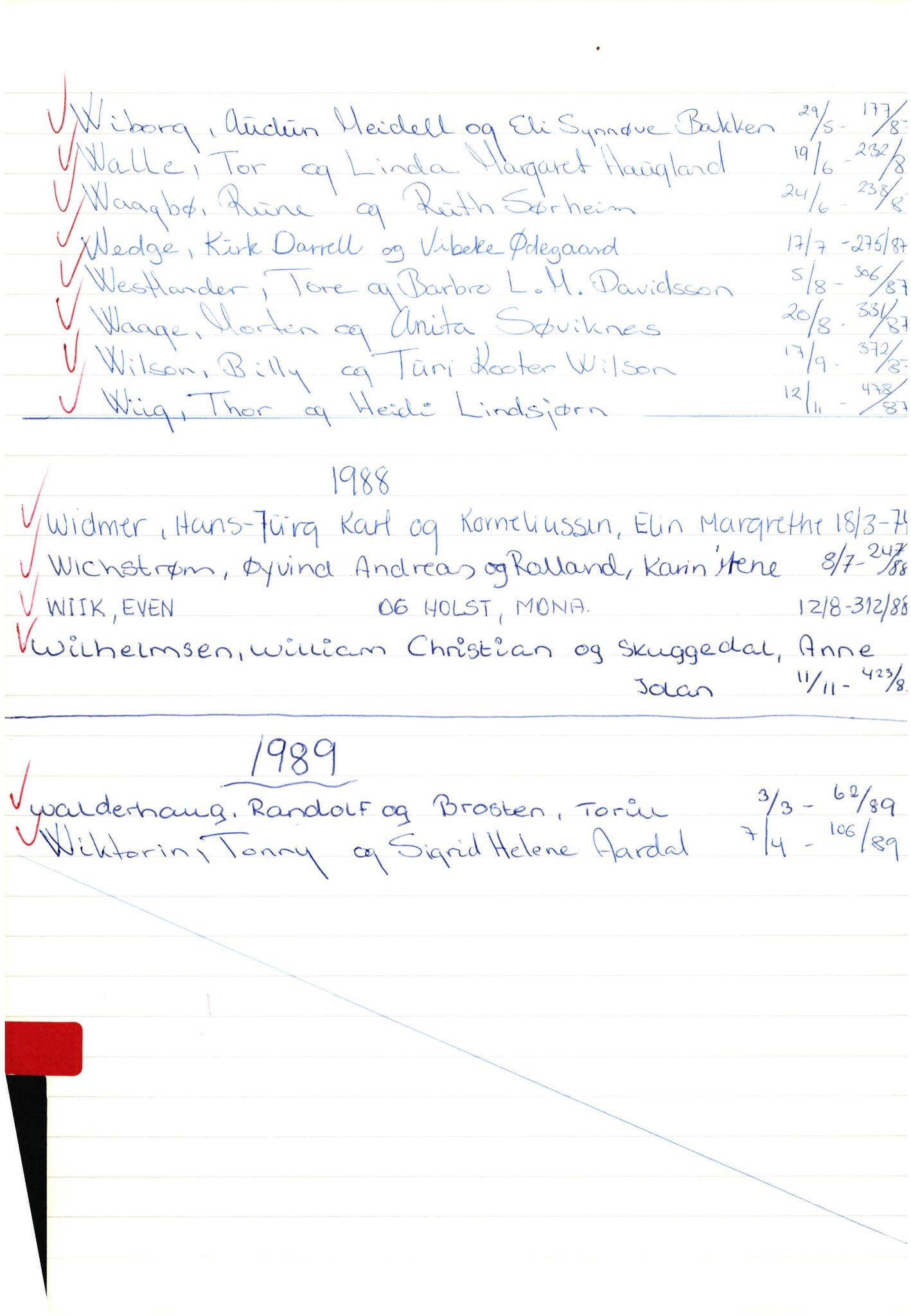 Byfogd og Byskriver i Bergen, SAB/A-3401/10/10E/L0005: Vigselregister, 1984-1989, s. 116