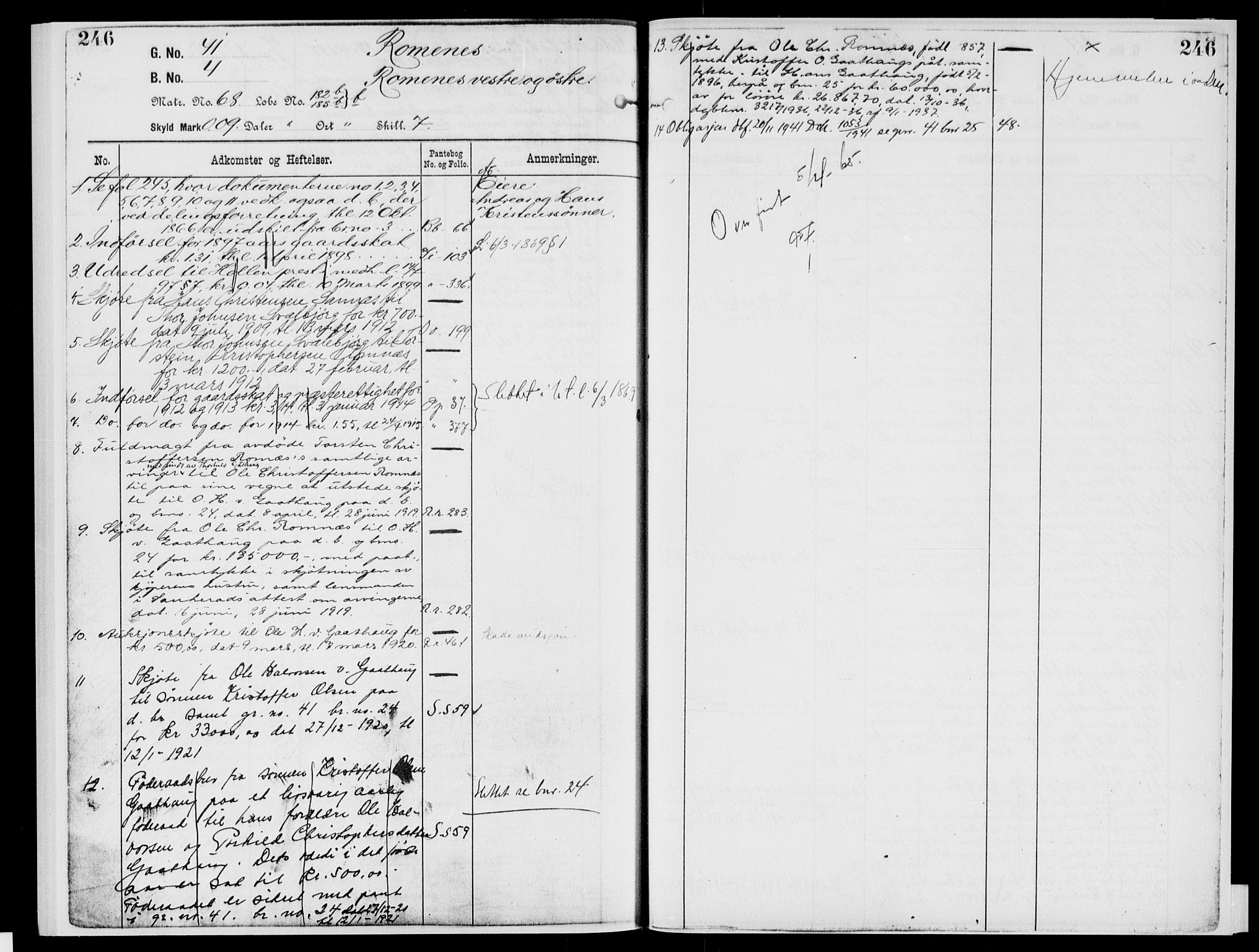 Nedre Telemark sorenskriveri, AV/SAKO-A-135/G/Gb/Gbg/L0002: Panteregister nr. VII 2, s. 246