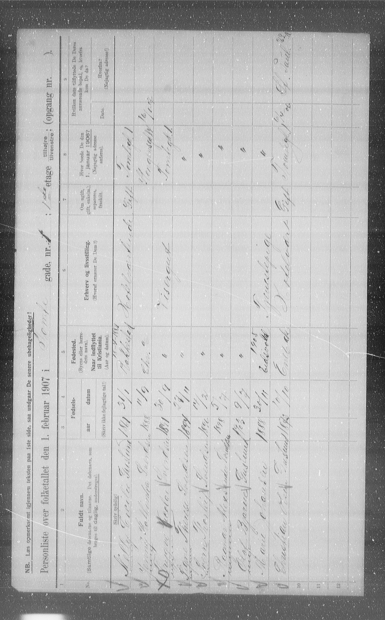 OBA, Kommunal folketelling 1.2.1907 for Kristiania kjøpstad, 1907, s. 57644