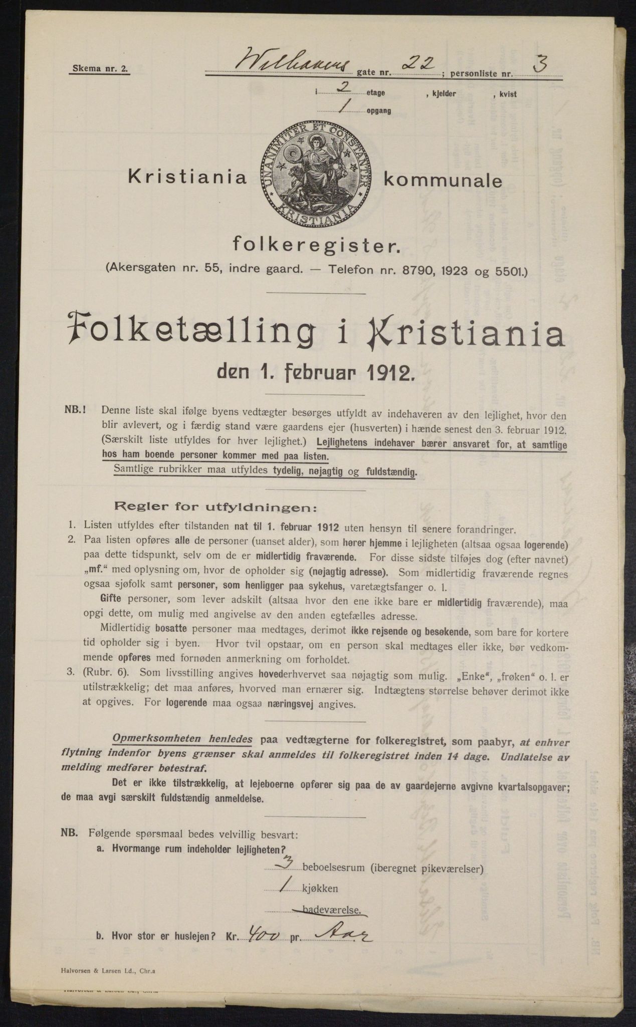 OBA, Kommunal folketelling 1.2.1912 for Kristiania, 1912, s. 127704
