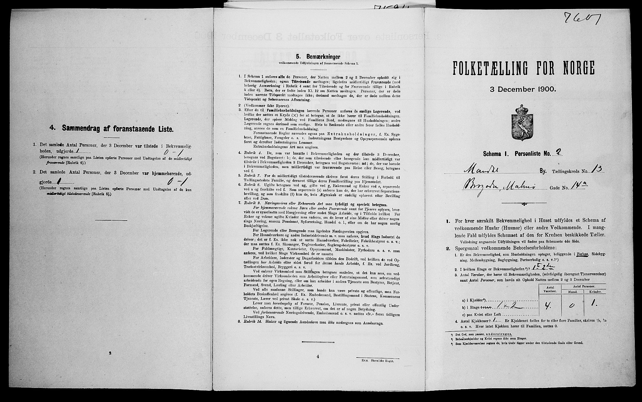 SAK, Folketelling 1900 for 1002 Mandal ladested, 1900, s. 2250