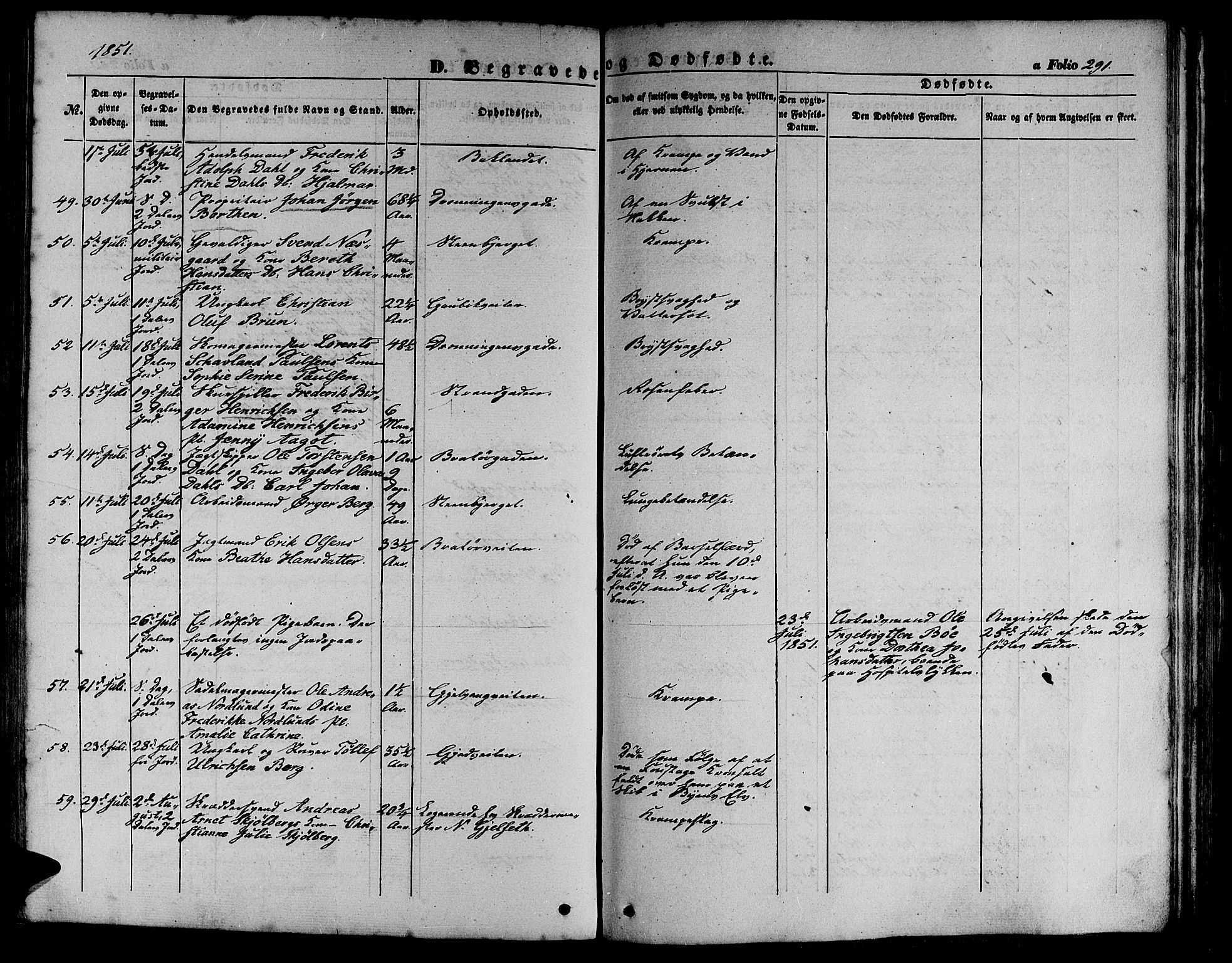 Ministerialprotokoller, klokkerbøker og fødselsregistre - Sør-Trøndelag, AV/SAT-A-1456/602/L0137: Klokkerbok nr. 602C05, 1846-1856, s. 291