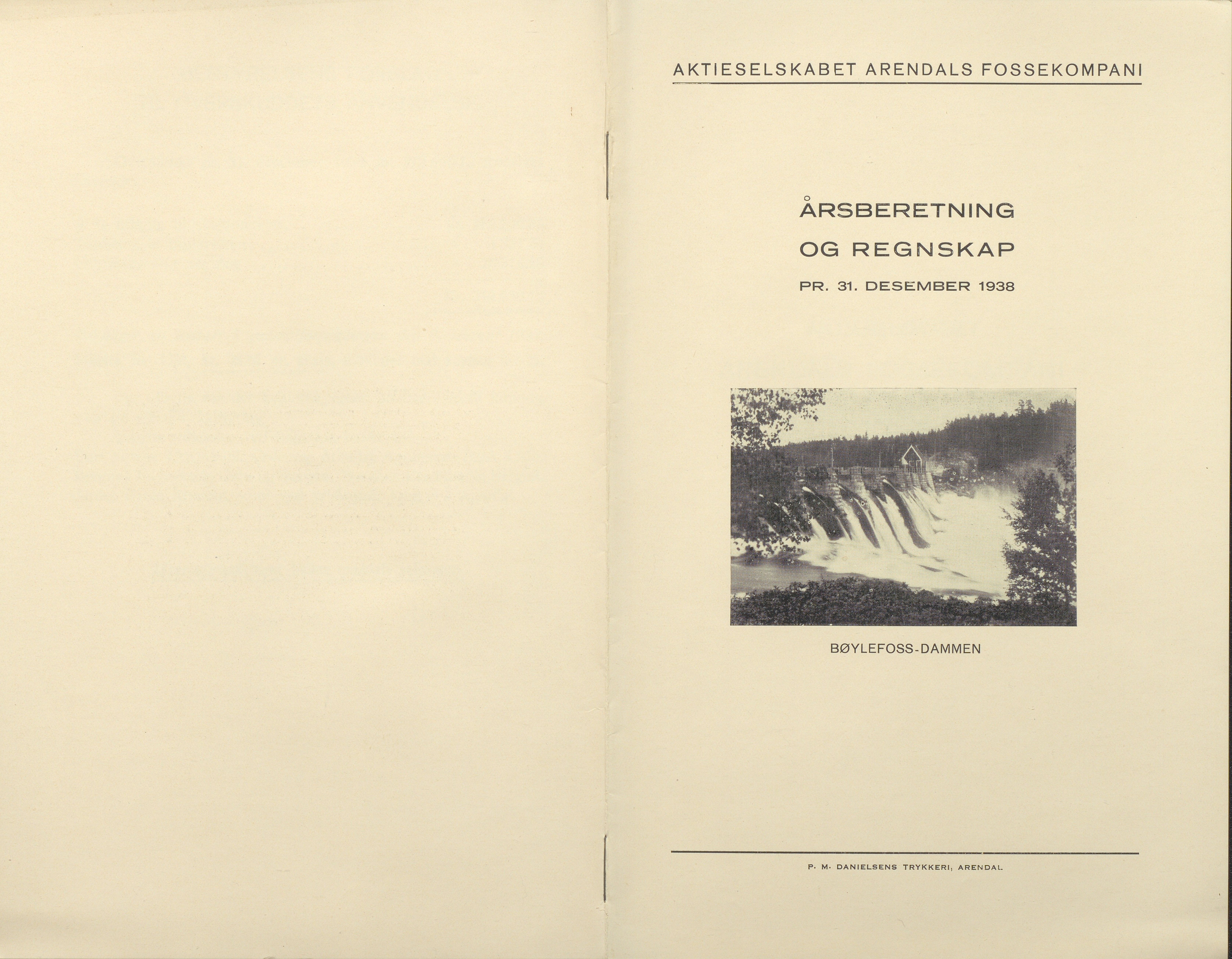 Arendals Fossekompani, AAKS/PA-2413/X/X01/L0001/0010: Beretninger, regnskap, balansekonto, gevinst- og tapskonto / Årsberetning og regnskap 1936 - 1942, 1936-1942