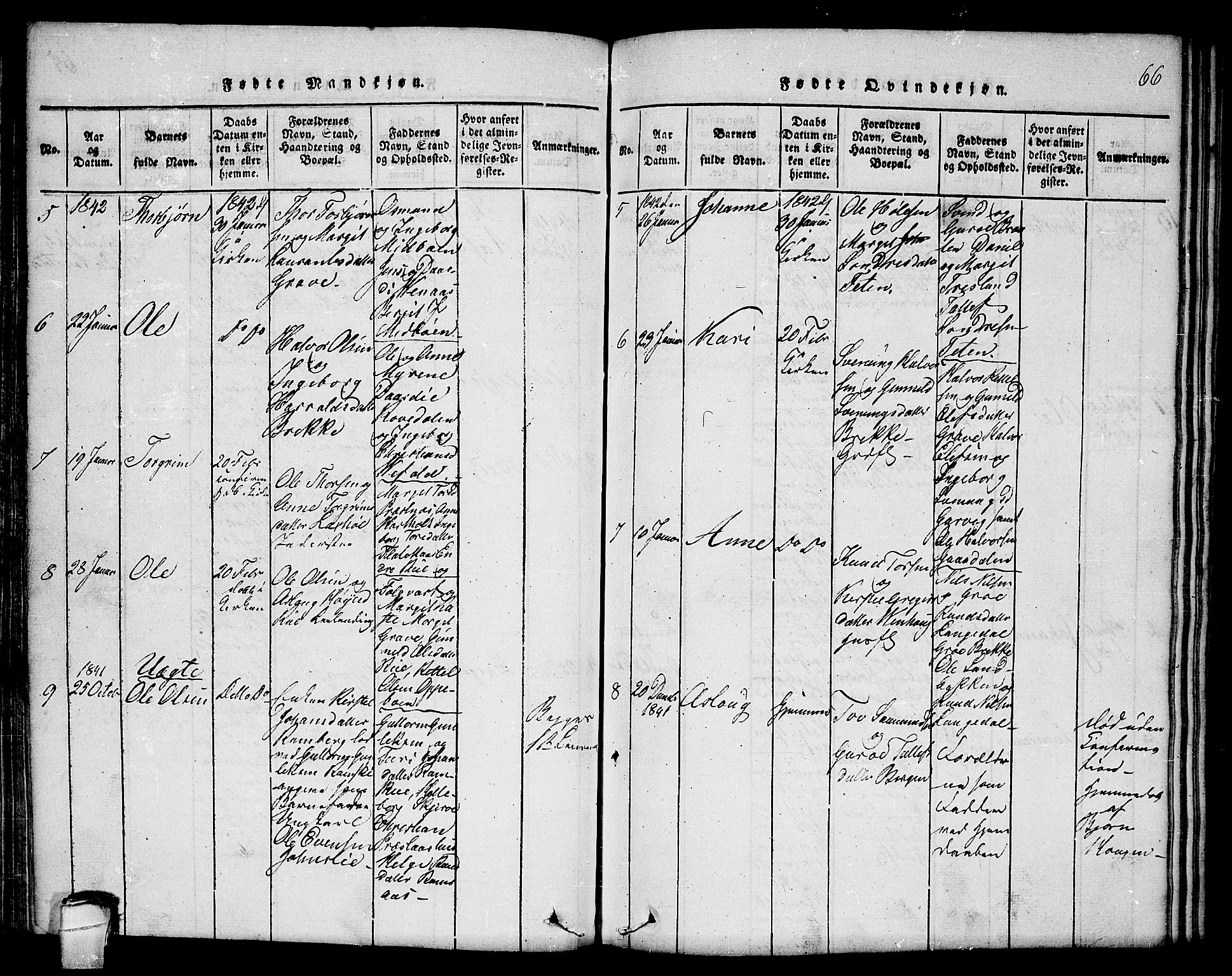 Seljord kirkebøker, AV/SAKO-A-20/F/Fc/L0001: Ministerialbok nr. III 1, 1815-1831, s. 66