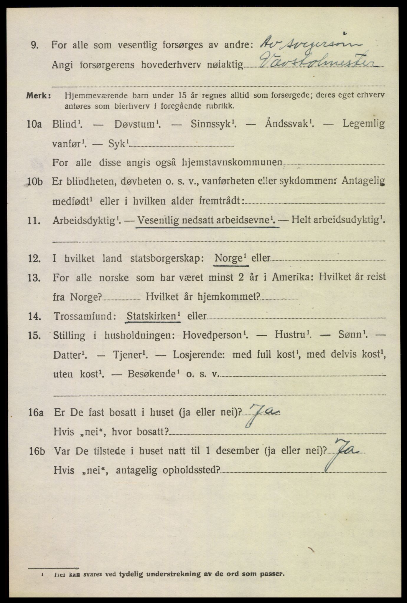 SAK, Folketelling 1920 for 1012 Oddernes herred, 1920, s. 6430