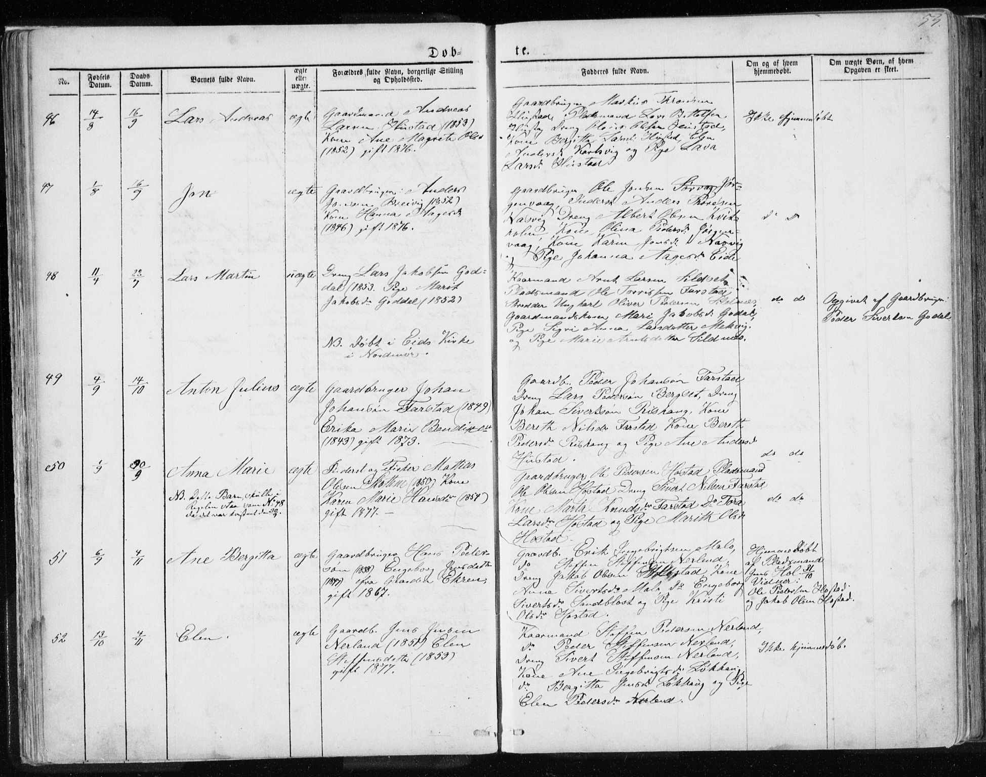 Ministerialprotokoller, klokkerbøker og fødselsregistre - Møre og Romsdal, AV/SAT-A-1454/567/L0782: Klokkerbok nr. 567C02, 1867-1886, s. 53