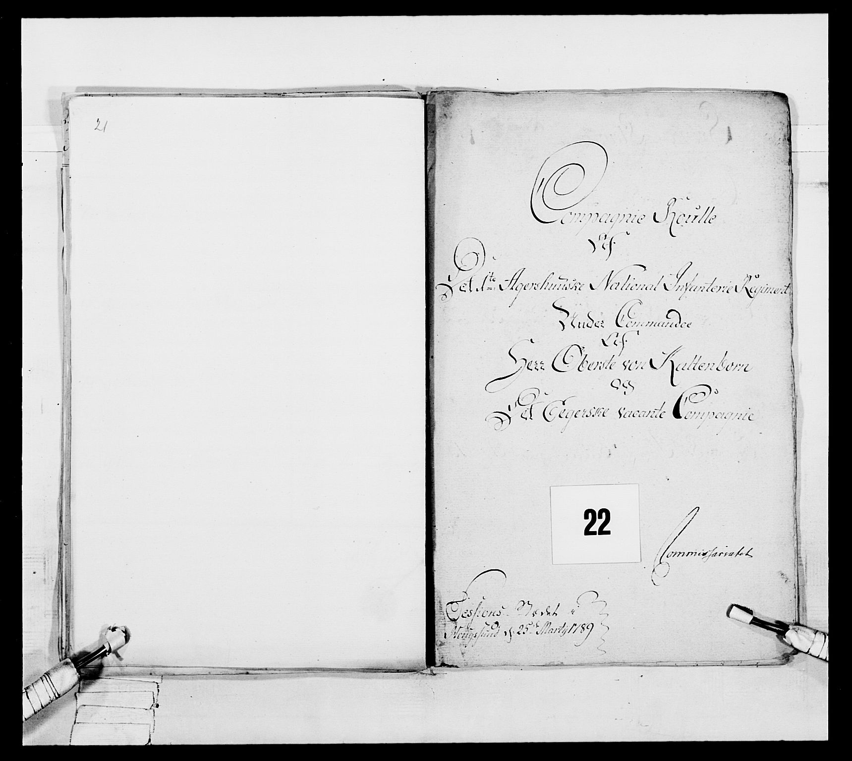 Generalitets- og kommissariatskollegiet, Det kongelige norske kommissariatskollegium, AV/RA-EA-5420/E/Eh/L0039: 1. Akershusiske nasjonale infanteriregiment, 1789, s. 322