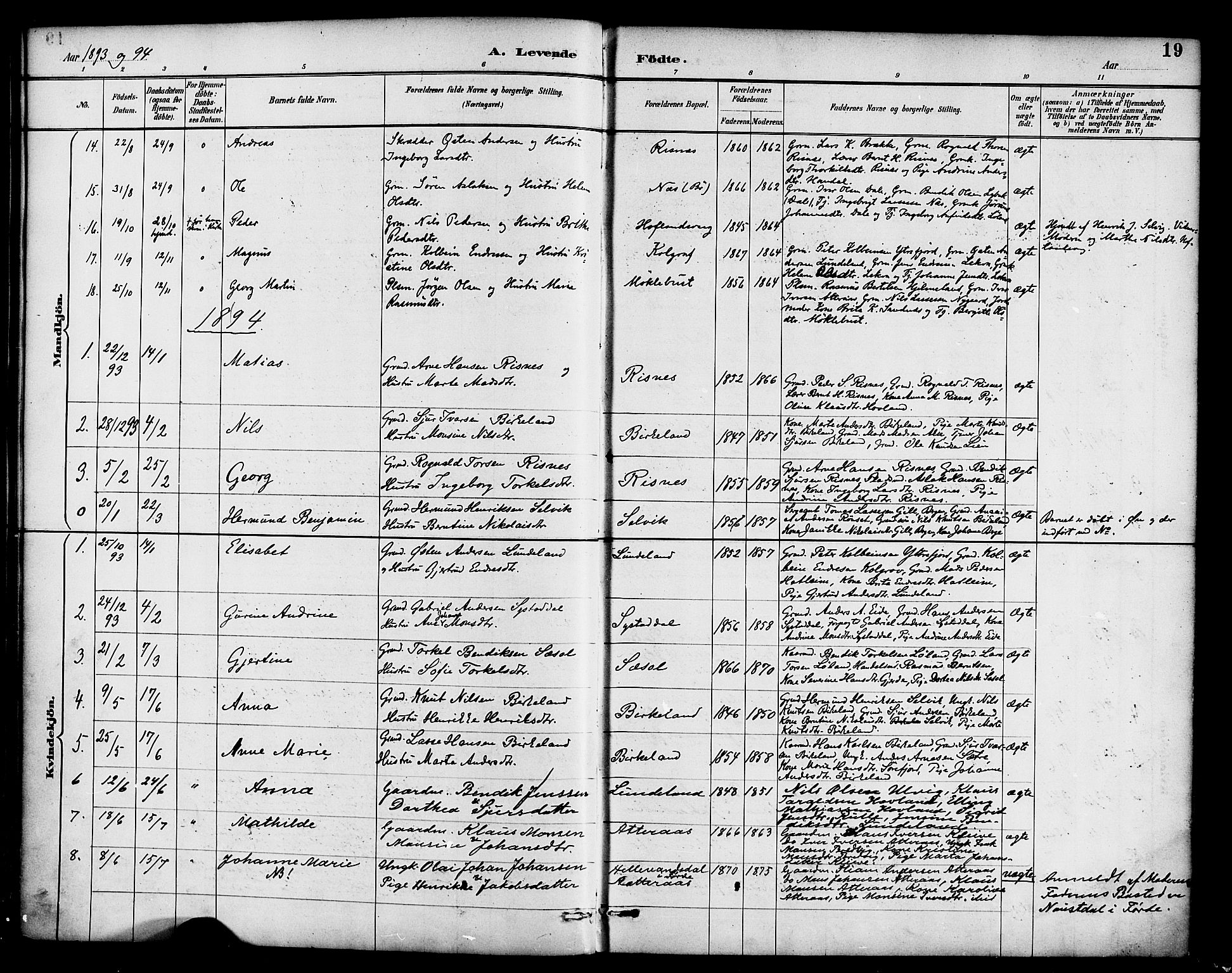 Hyllestad sokneprestembete, AV/SAB-A-80401: Ministerialbok nr. B 1, 1886-1904, s. 19